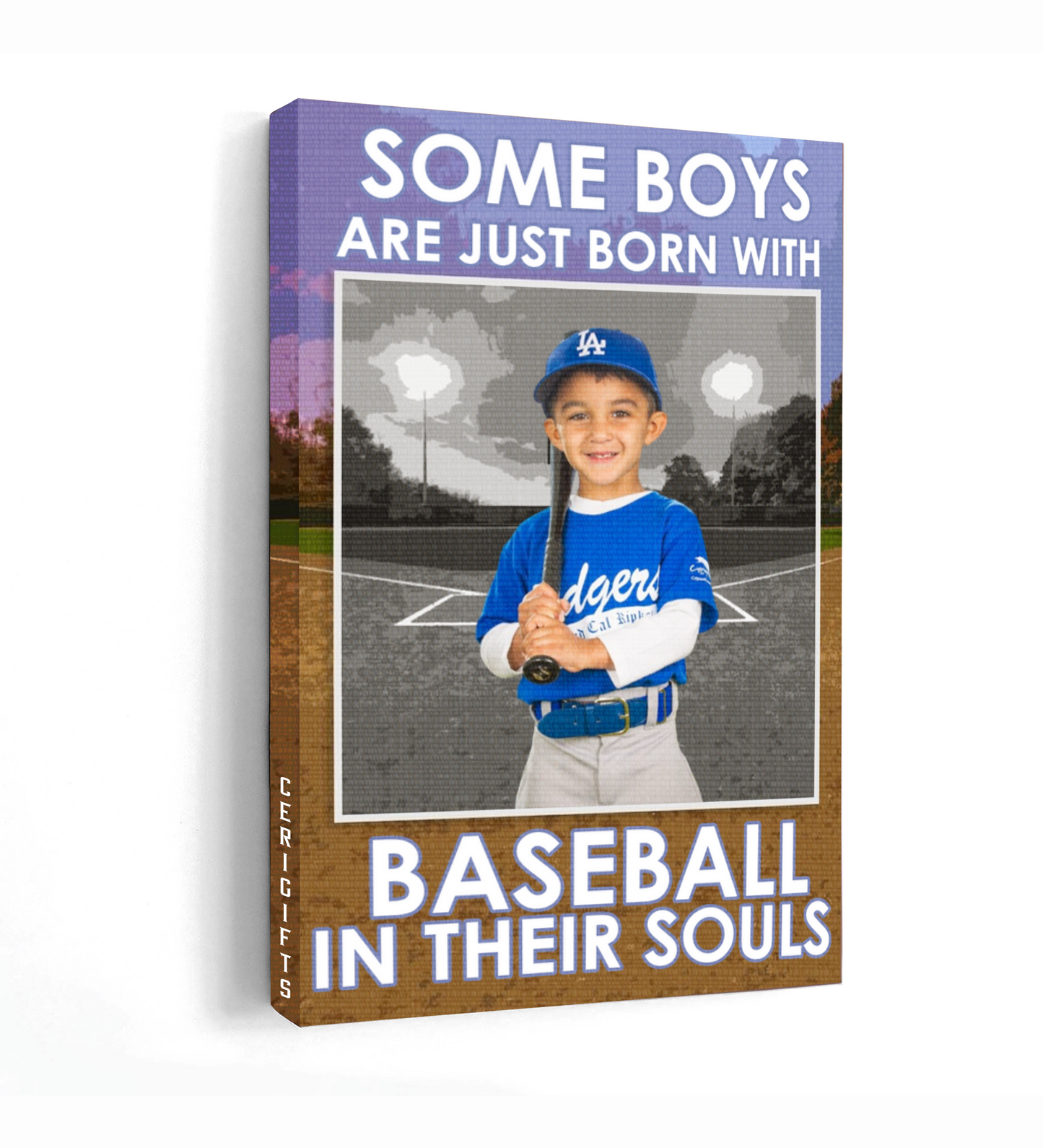 Custom To My Son, Grandson Baseball Canvas Print, Custom Photo Wall Art Gift From Mom, Dad, Grandma, Grandpa - Boys are born with Baseball