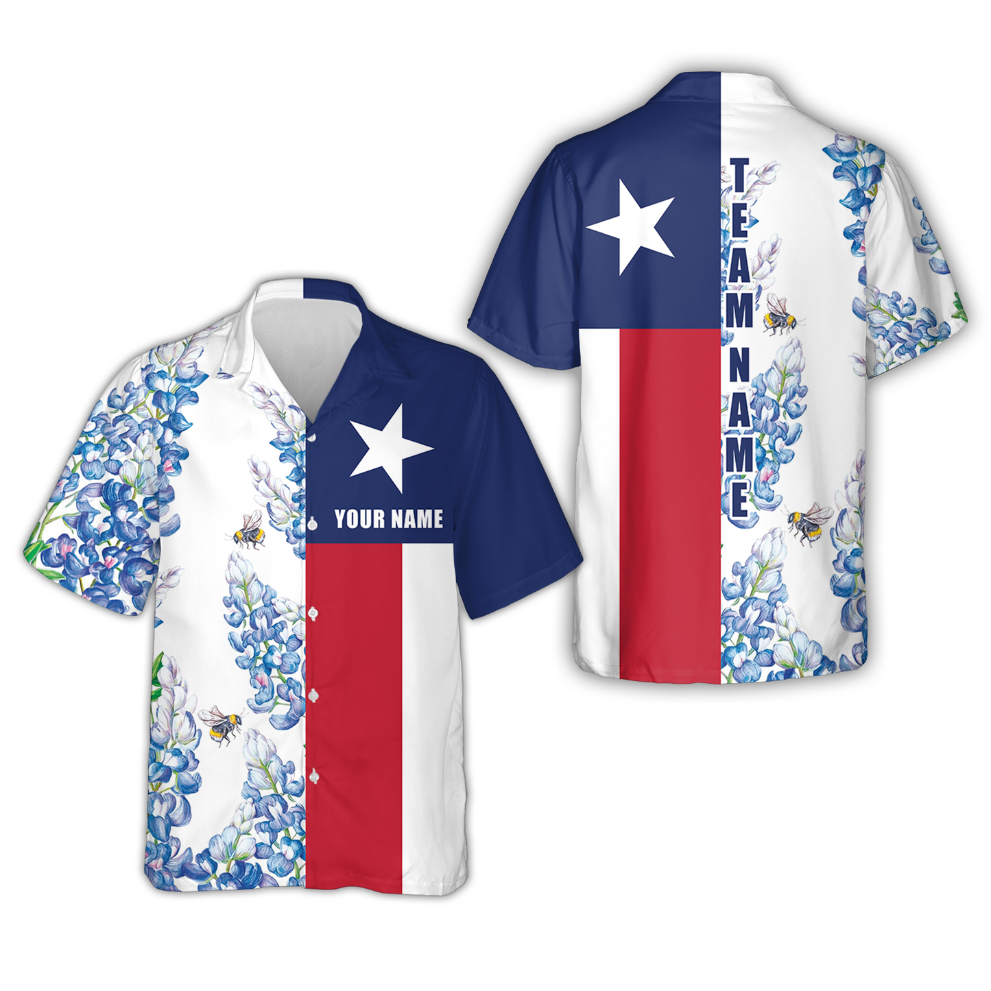 Texas Flag Bluebonnets Hawaiian Shirt For Golf, Floral Texas Flag Polo Shirt, Texas Proud Shirt For Men - Perfect Gift For Men, Golfers