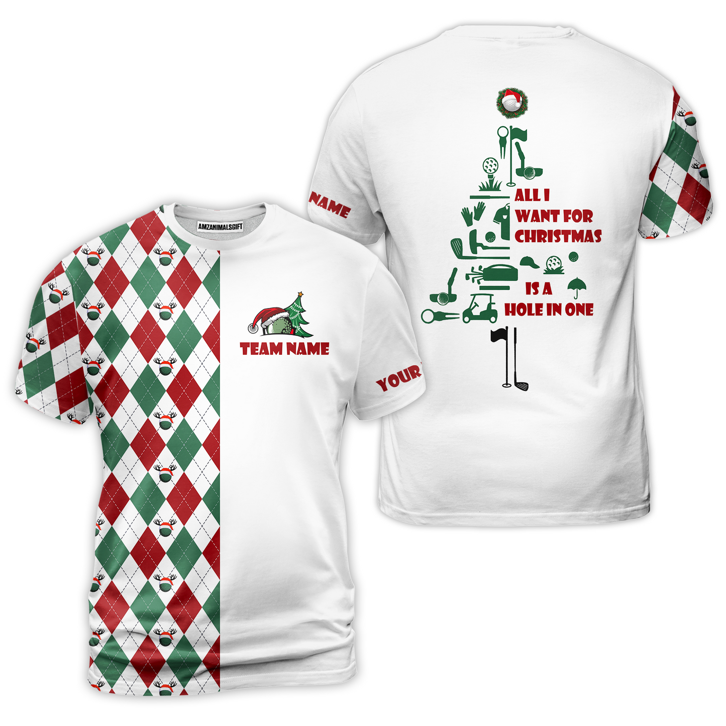 Funny Christmas Tree Womens Golf Polo Shirt All I Want For Christmas Is A Hole In One Custom Golf Gift