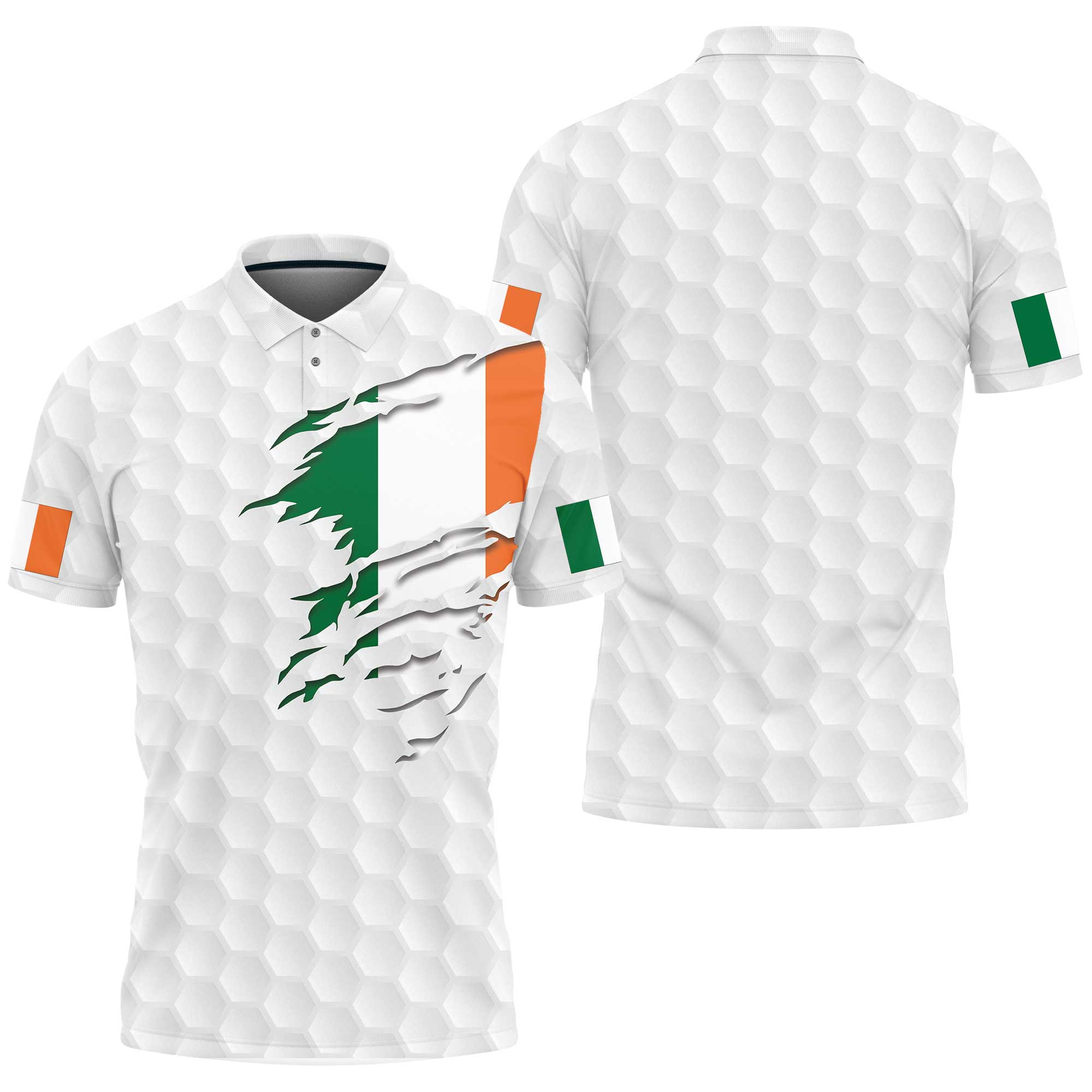 Golf Texture Ireland Flag Men Polo Shirt, Perfect Golf Outfit For Men, Golfers, Golf Lovers