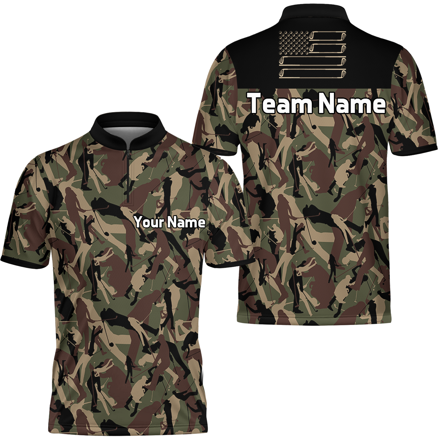 Golf Camouflage Pattern Golf Polo Shirt, Military Golfing Polo Shirt, Camo Golf Shirt For Men
