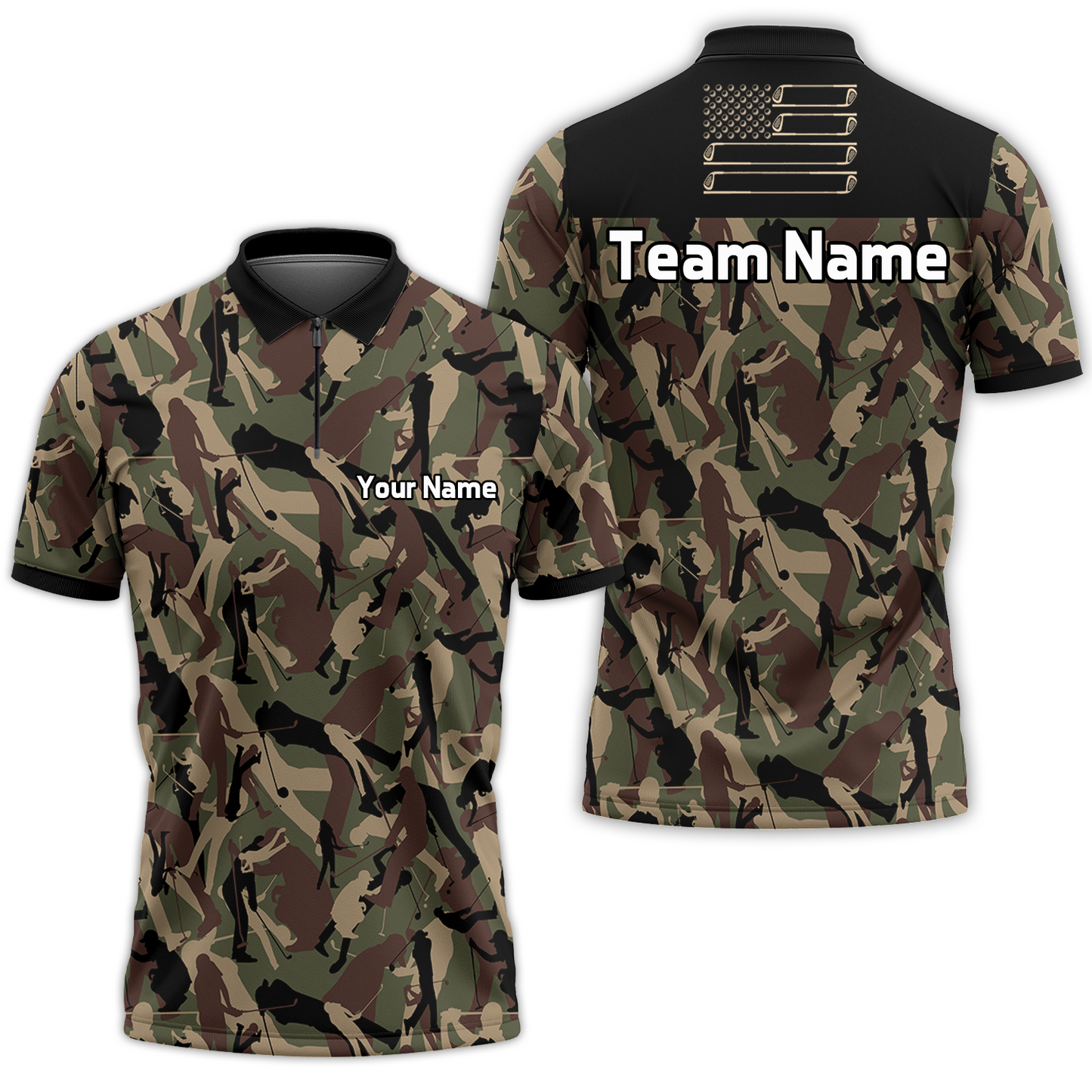 Golf Camouflage Pattern Golf Polo Shirt, Military Golfing Polo Shirt, Camo Golf Shirt For Men