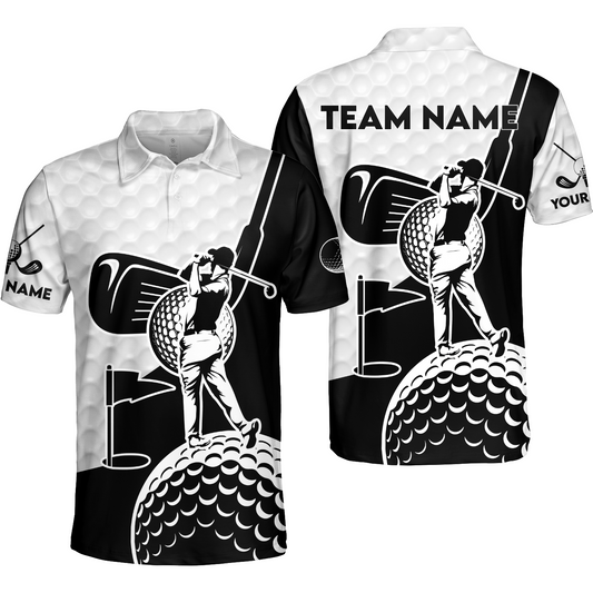 Golf Custom Name Men Polo Shirt - Golf Clubs Golf Ball Apparel - Personalized Gift For Golf Lover, Team, Golfer, Men