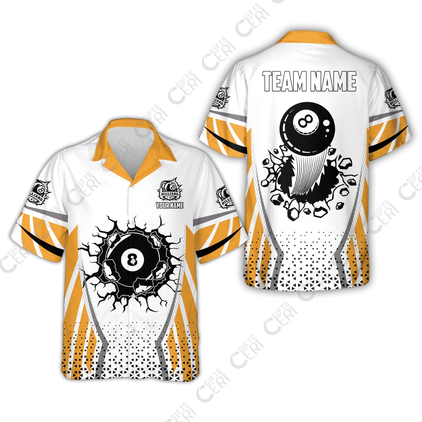 Customized 8 Ball Pool Hawaiian Shirt, Billiard Triangle Pattern, 8-Ball Breaks The Wall, Billiard Jerseys