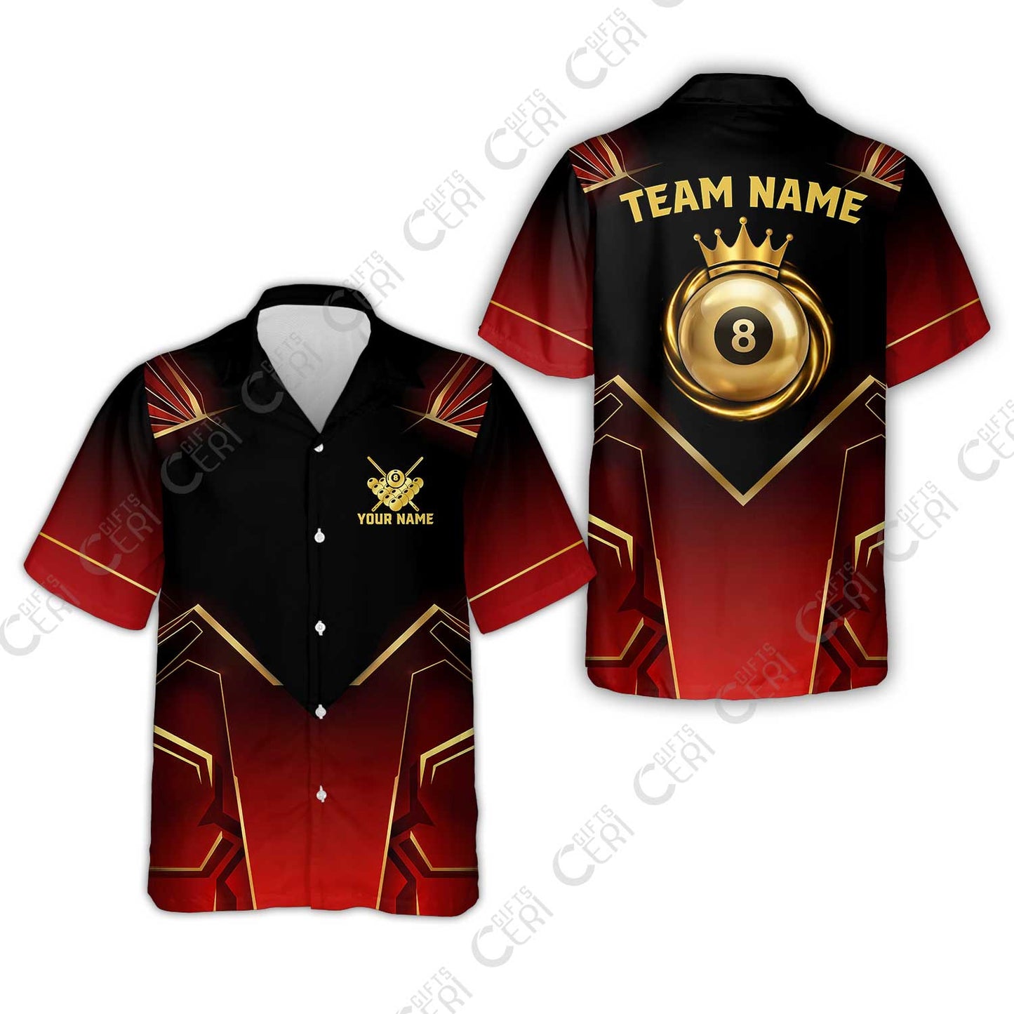 Customized 8 Ball Pool Hawaiian Shirt, Tech-Futuristic 3 Scale 8-Ball, Personalized Billiards Jersey