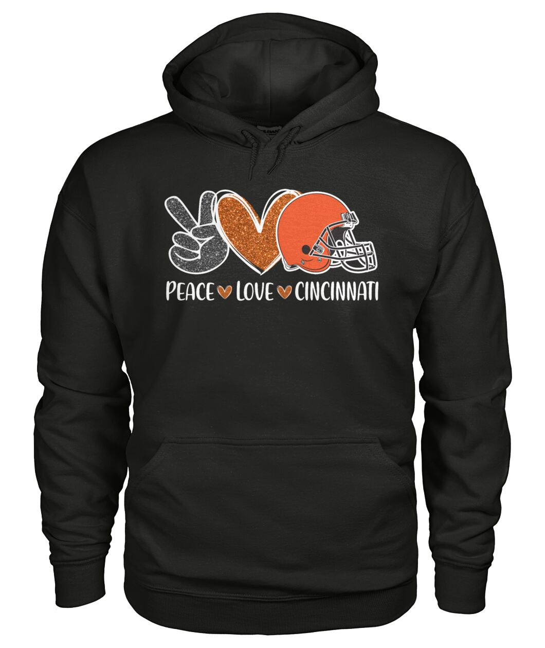 Cincinnati American Football Peace Black Orange T-Shirt, Perfect Outfit For Men Women Family Love Cincinnati City Football Sport Lovers
