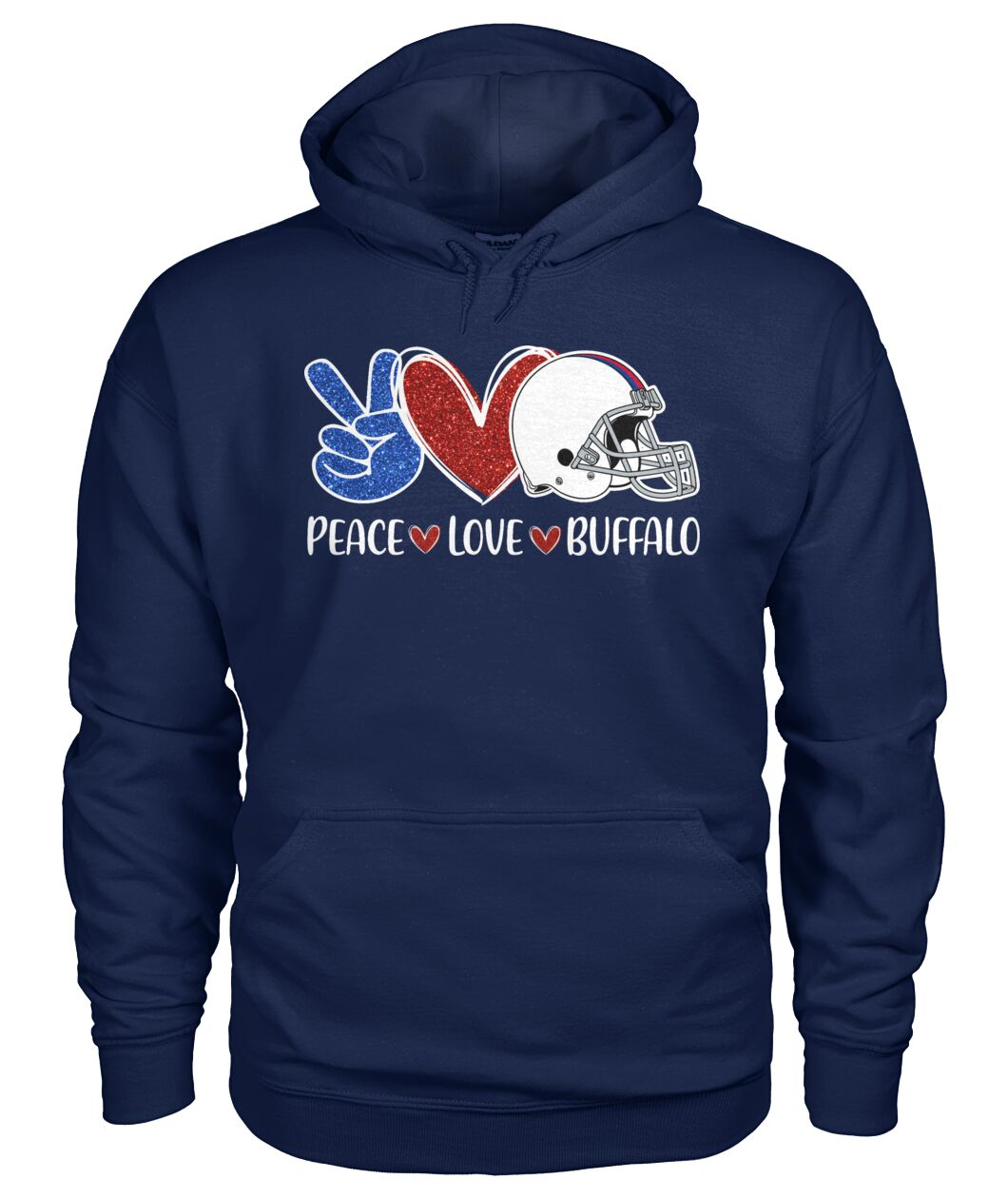Buffalo American Football Peace Love Blue Red Hoodies For Men Women Family Love Buffalo Sport, Perfect Outfit For Football Lovers
