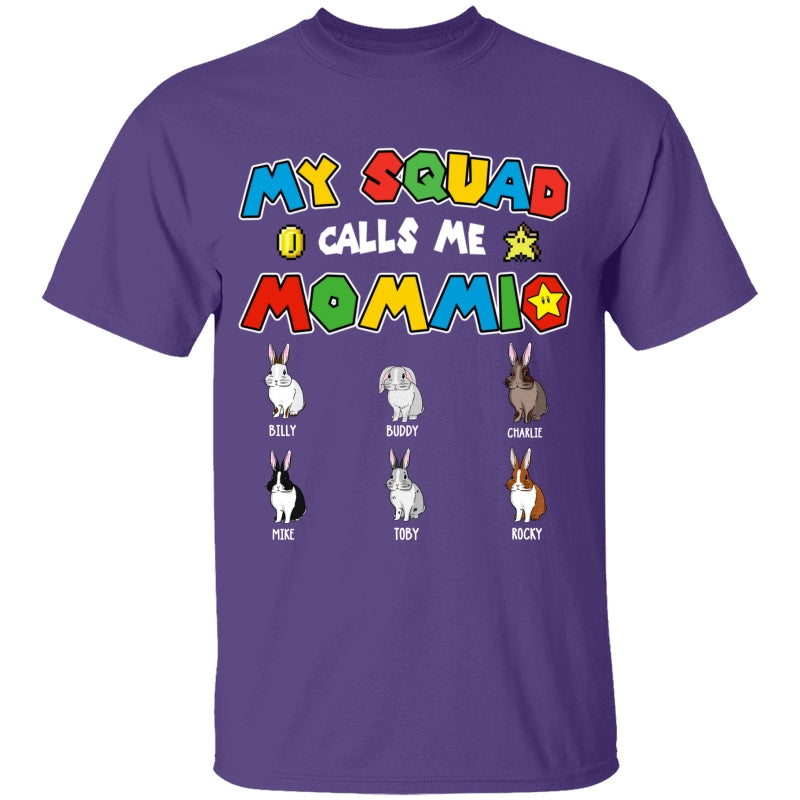 Personalized Rabbit Bunny Mom Shirt My Squad Calls Me Mommio For Mom, Mother, Grandma, Mother's Day Gift - HN19