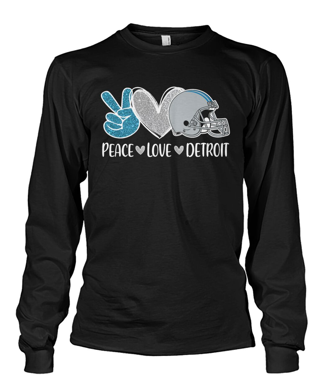 Detroit American Football Peace Silver Blue Hoodies, Perfect Outfit For Men Women Family Love Detroit Football Sport Lovers