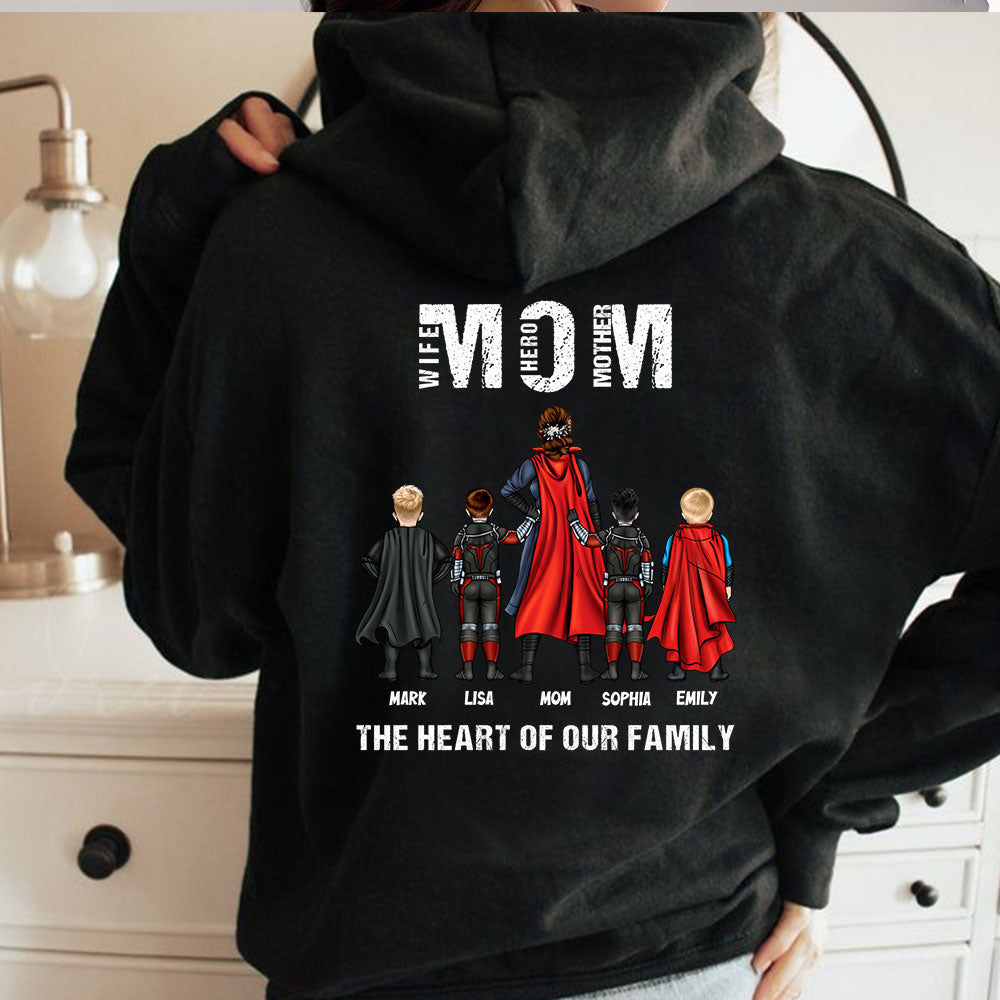 Personalized Shirt Gifts For Mom The Heart Of Our Family, Special Mother's Day Gift For Super Mom, Grandma HN01