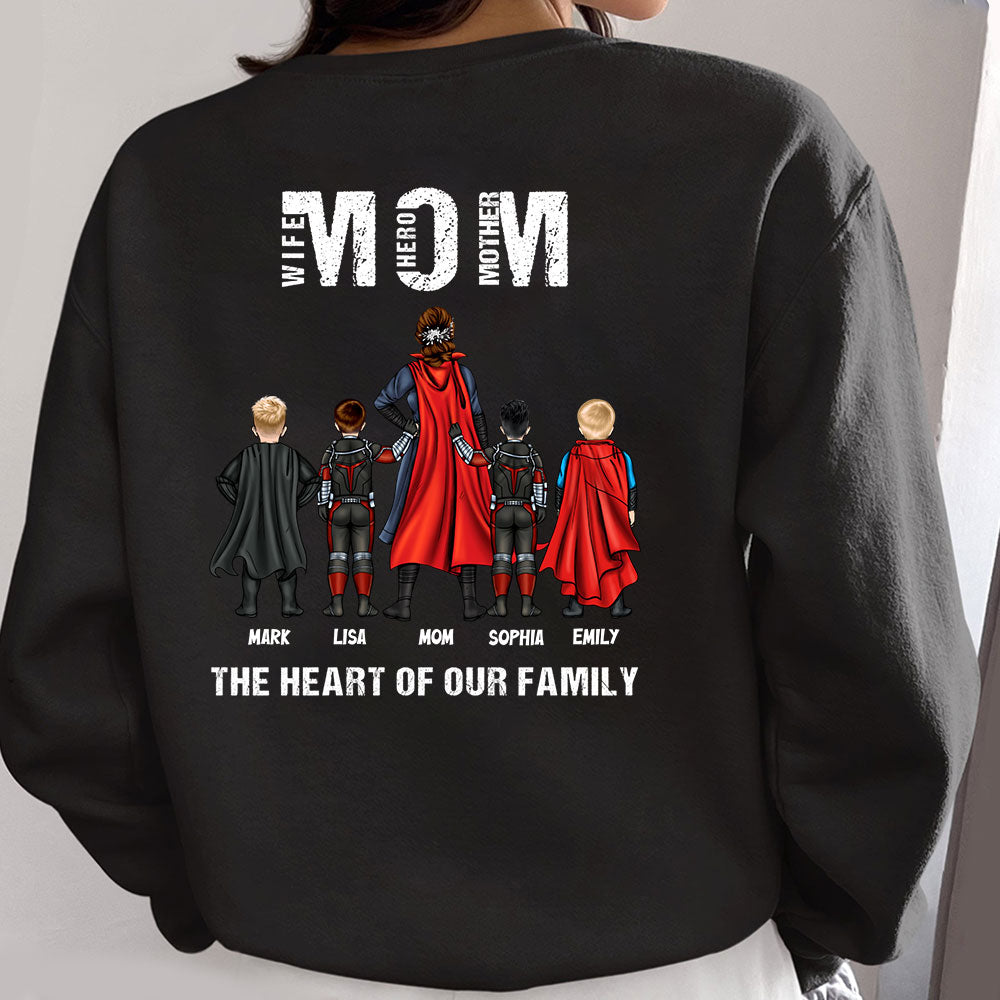 Personalized Shirt Gifts For Mom The Heart Of Our Family, Special Mother's Day Gift For Super Mom, Grandma HN01