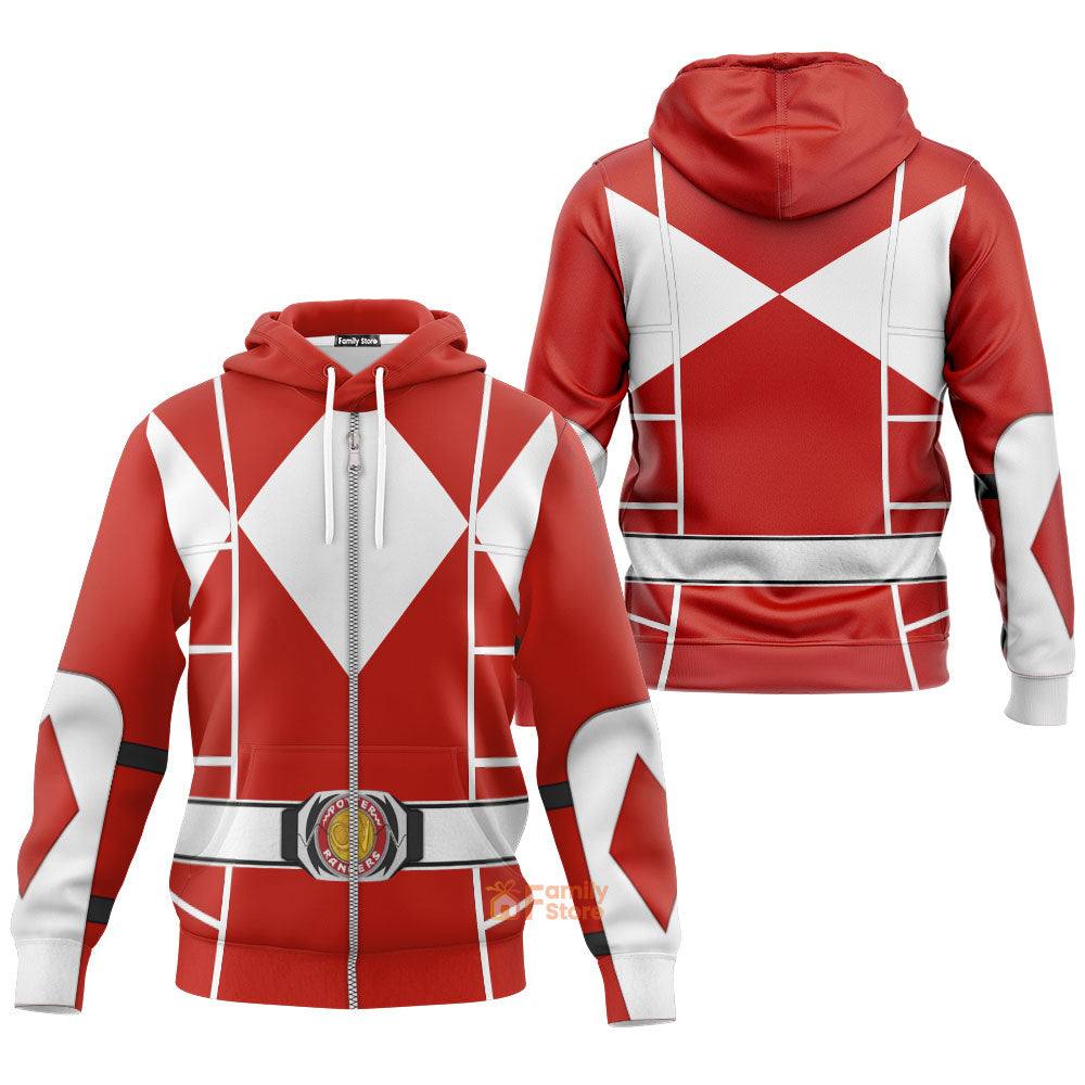 Red Mighty Morphin Power Ranger Cosplay C2 - Hoodie Set, Sweatshirt, Sweatpants