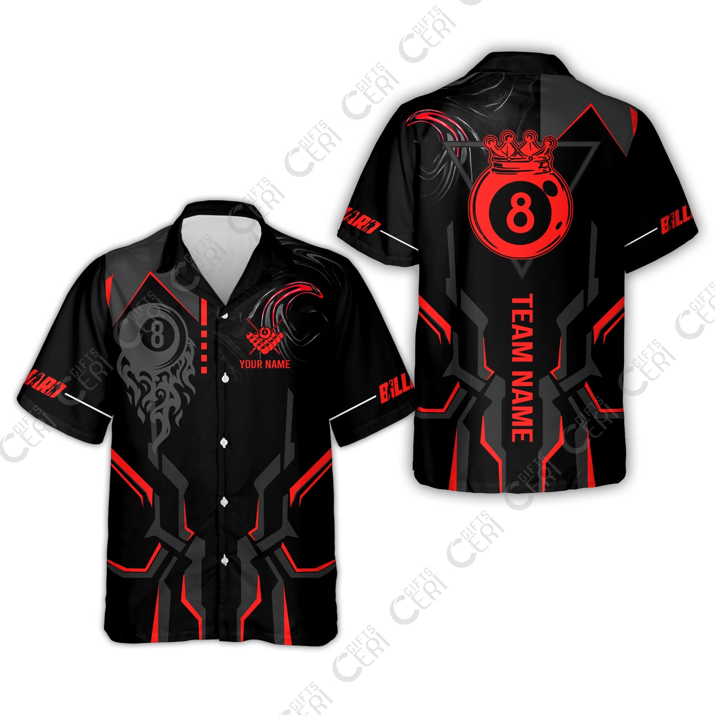 Customized 8 Ball Pool Hawaiian Shirt, 8-Ball Liquid Effect Smoke, Billiard Jerseys