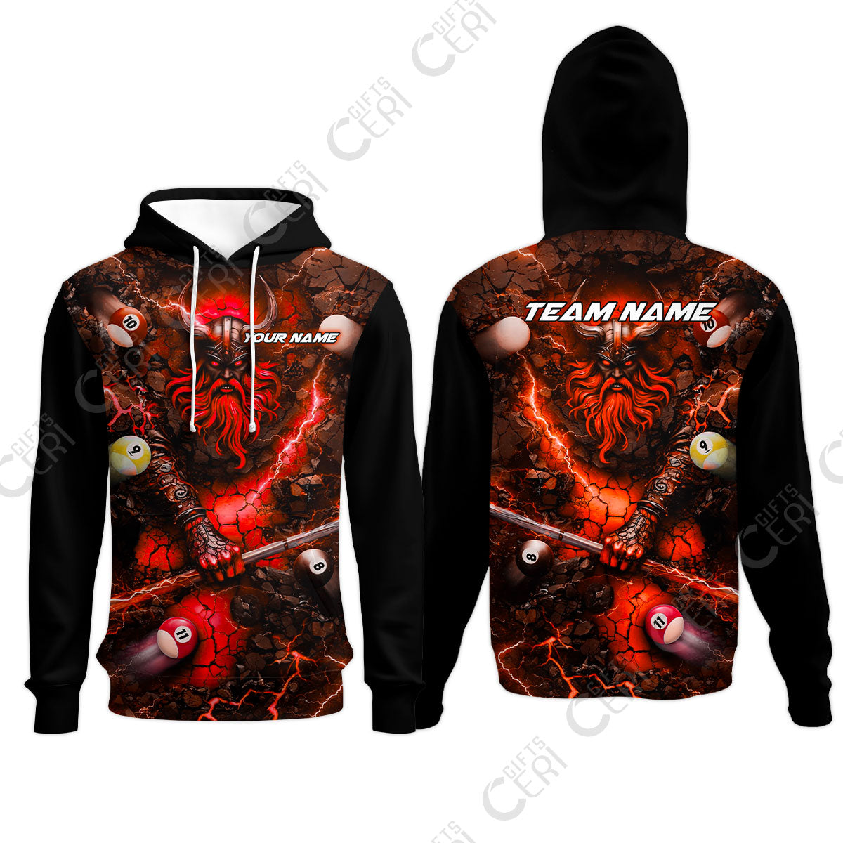 Customized Billiards Hoodies, Personalized Thunder Viking Billiards Jersey Gift For Billiard Players