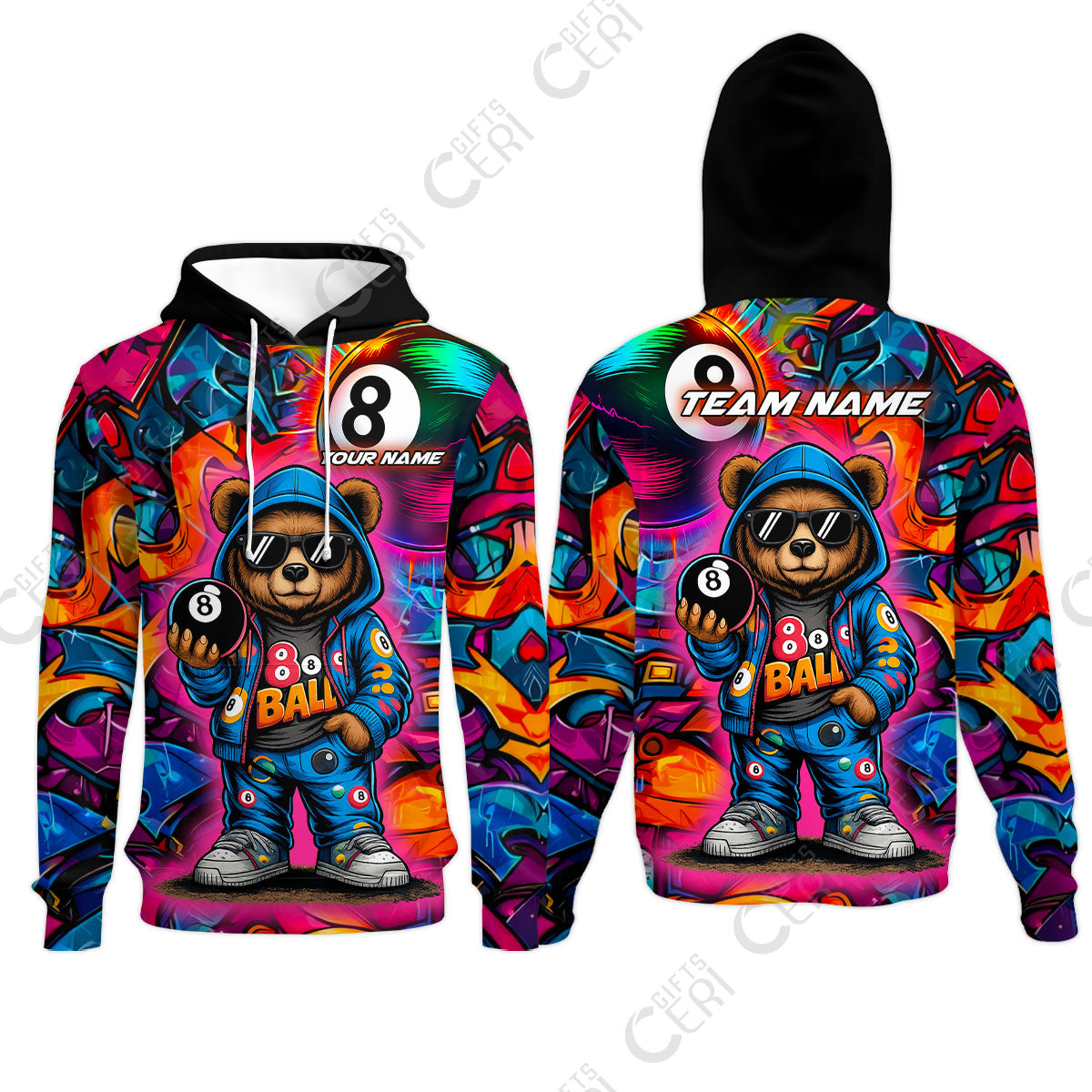 Customized 8 Ball Pool Hoodies, Billiard 8-Ball Street Legend, Billiards Jerseys