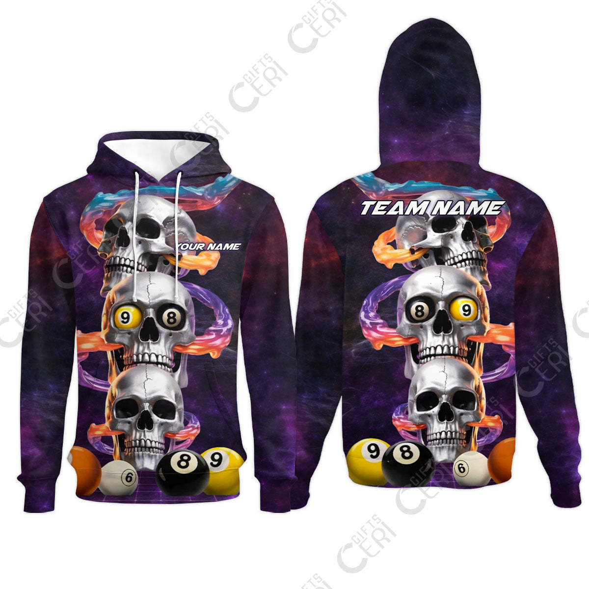 Customized 8 Ball Pool Hoodies, Billiards 8-Ball Galaxy Reaper, Billiards Jerseys