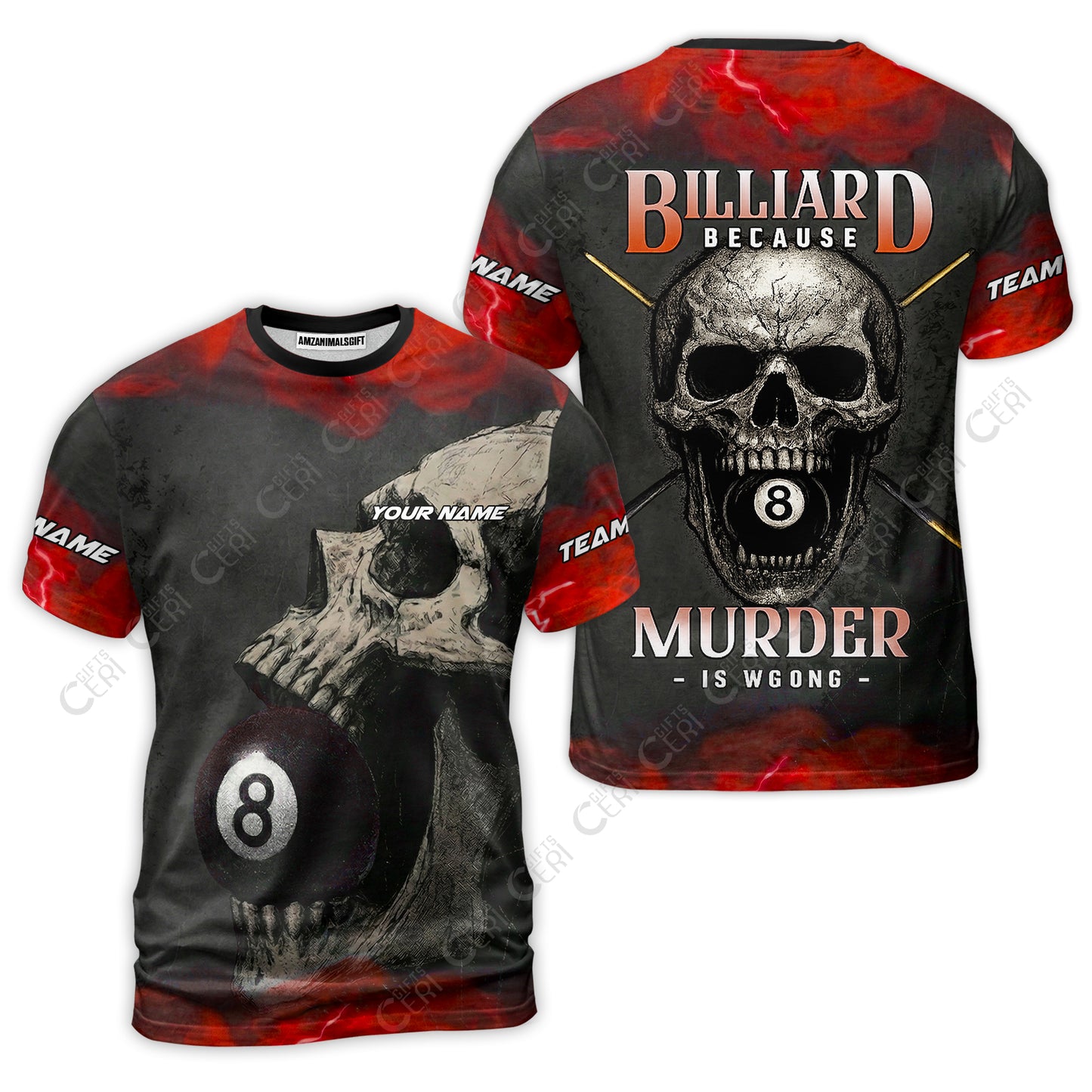 Customized Billiards T-Shirt, Personalized Death Break 8 Ball Jersey Gift For Billiard Players