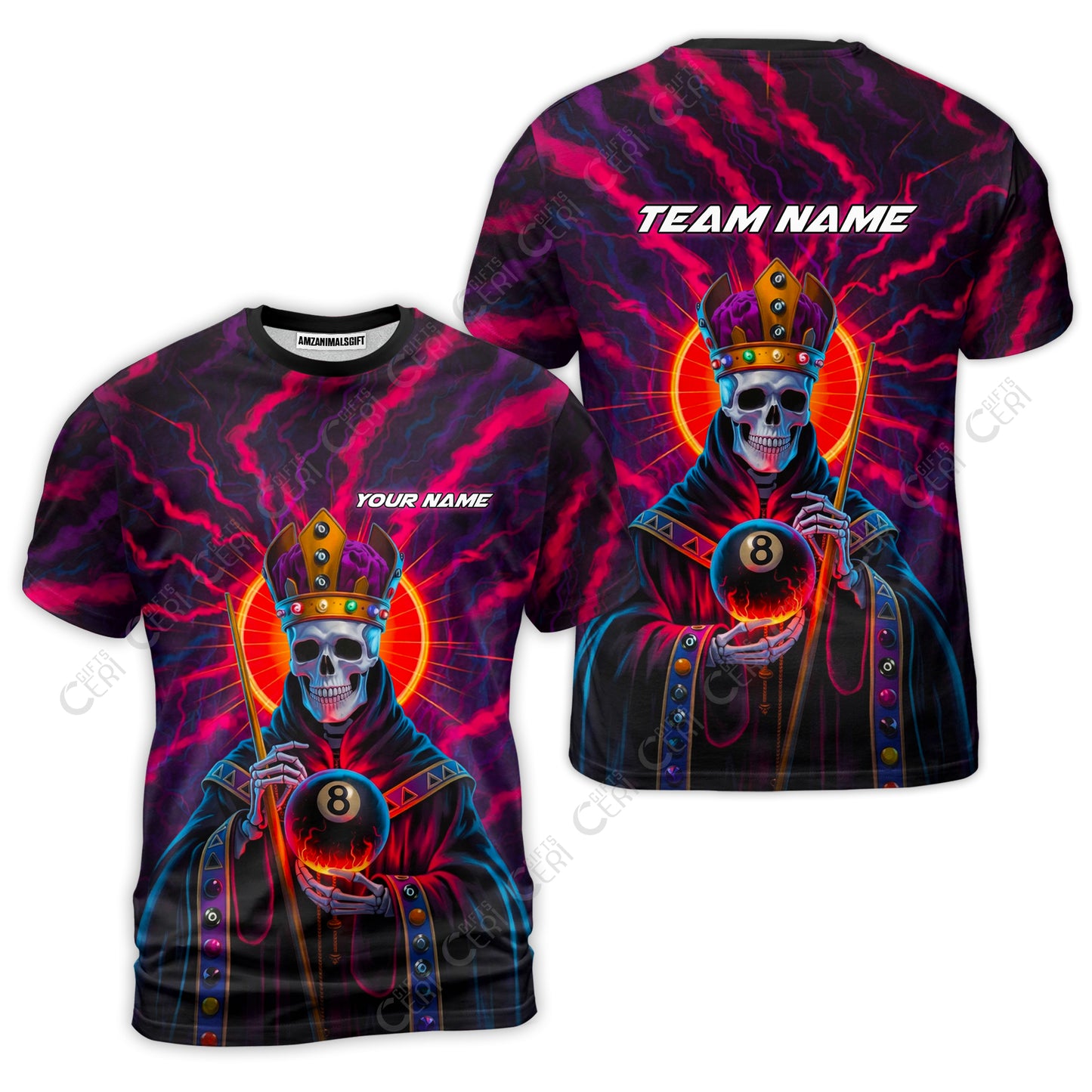 Customized 8 Ball Pool T-Shirt, Billiard 8-Ball Necromancer, Billiards Jerseys