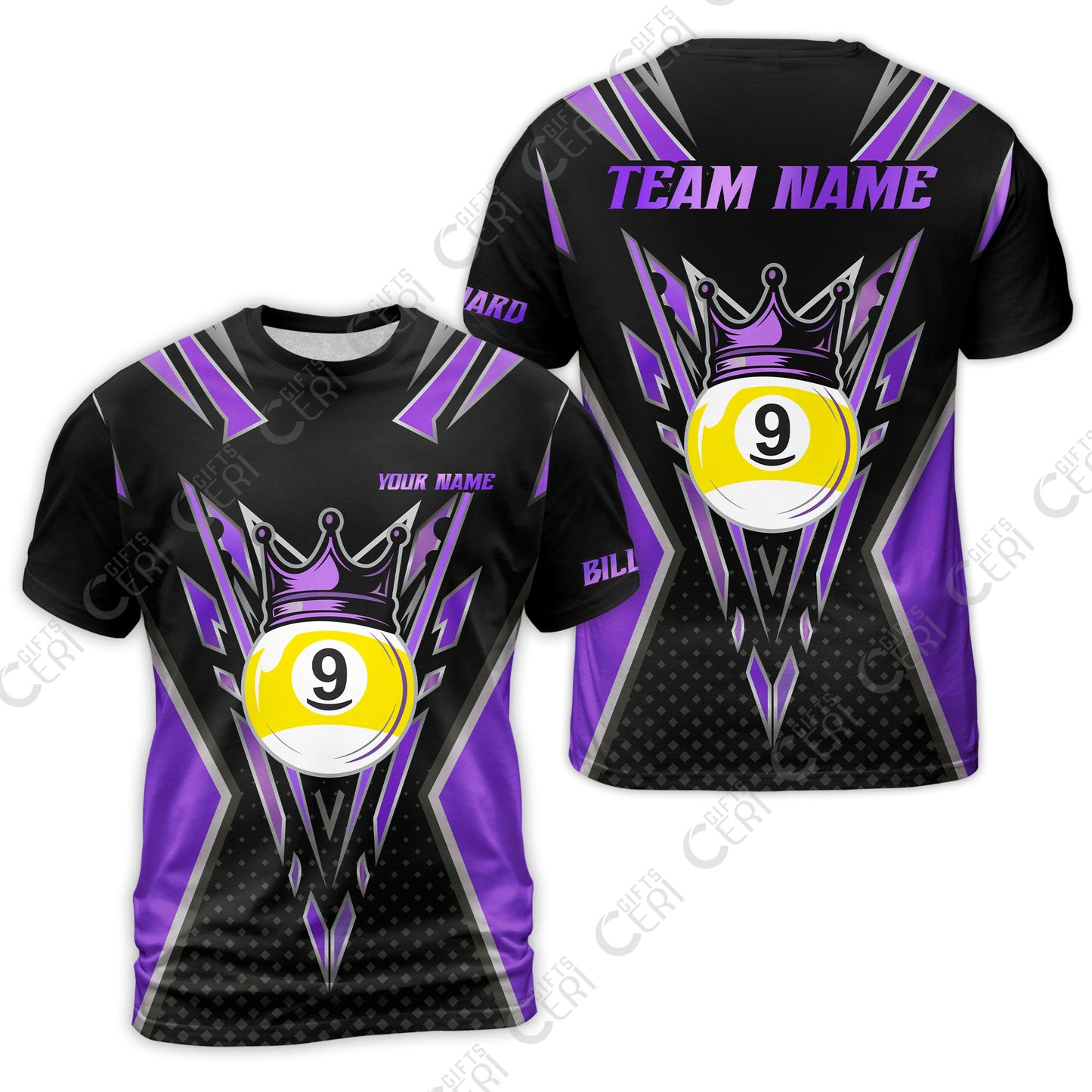 Customized 9 Ball Pool T-Shirt, Billiard 9-Ball Crown, Billiard Jerseys