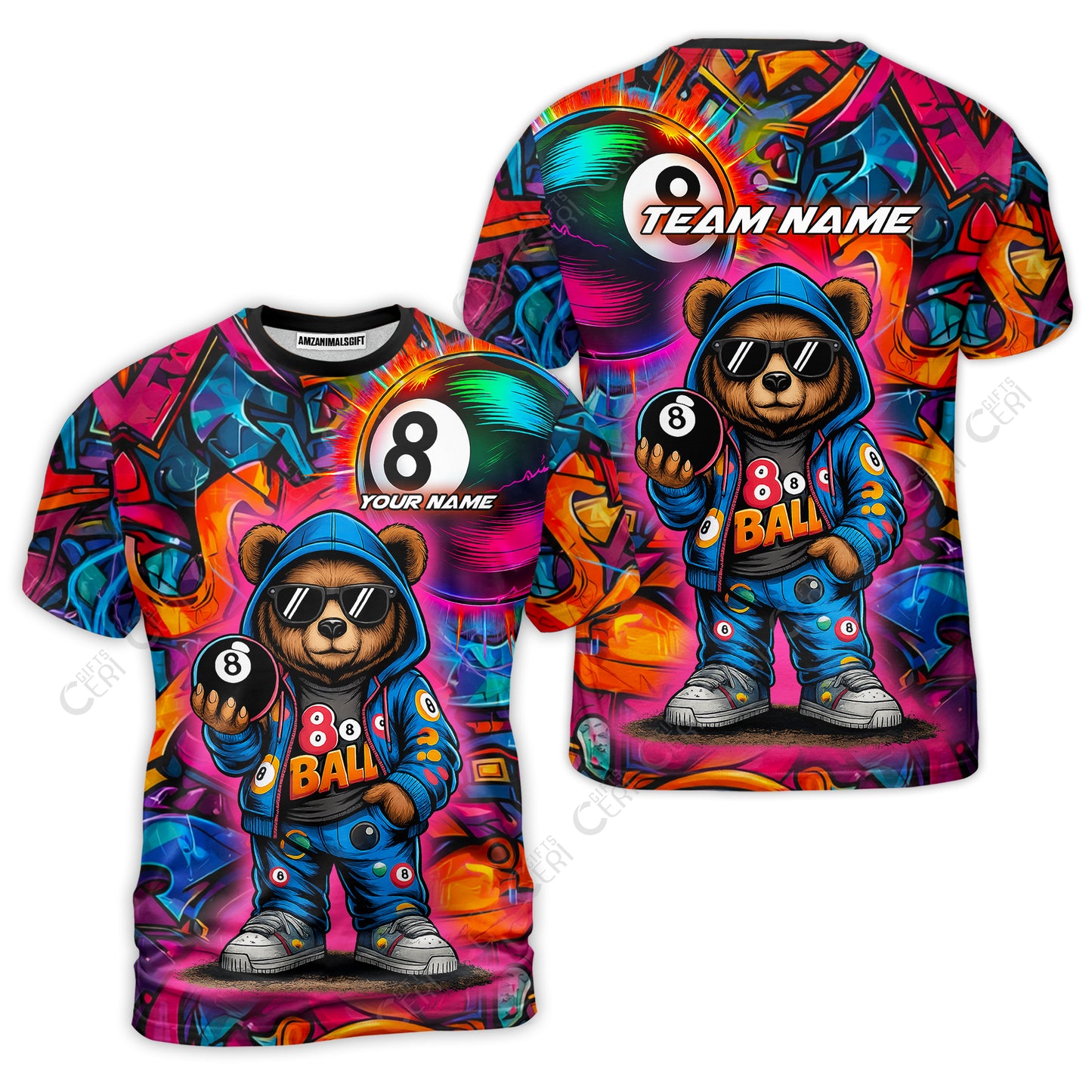 Customized 8 Ball Pool T-Shirt, Billiard 8-Ball Street Legend, Billiards Jerseys