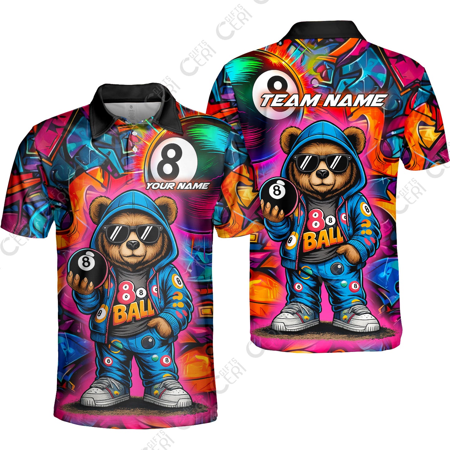 Customized 8 Ball Pool Unisex Polo Shirt, Billiard 8-Ball Street Legend, Billiards Jerseys