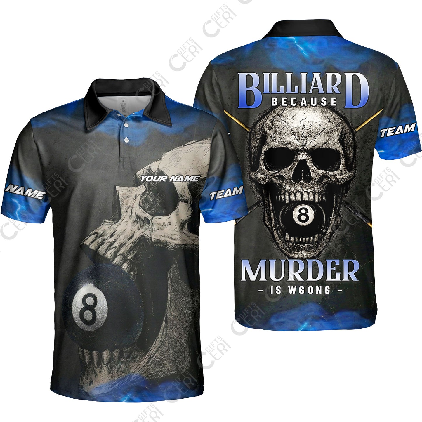 Customized Billiards Unisex Polo Shirt, Personalized Death Break 8 Ball Jersey Gift For Billiard Players