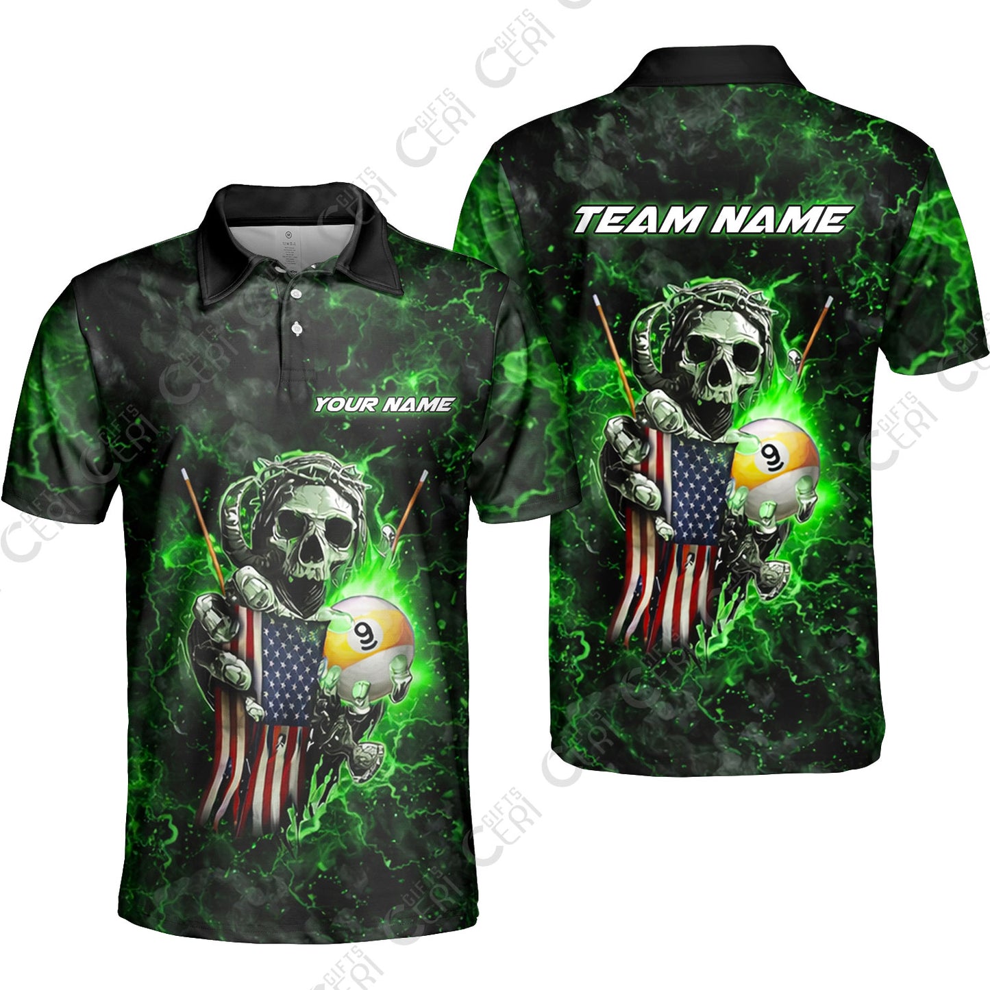 Customized Billiards Unisex Polo Shirt, Personalized Ghost Break 9 Ball Jersey Gift For Billiard Players