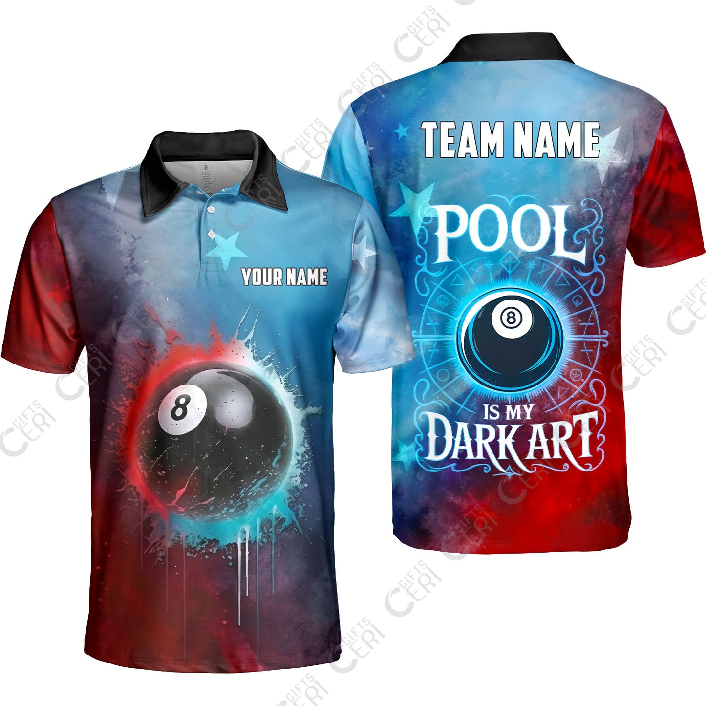 Customized 8 Ball Pool Unisex Polo Shirt, Billiards 8-Ball Pool Is My Dark Art, Billiards Jerseys
