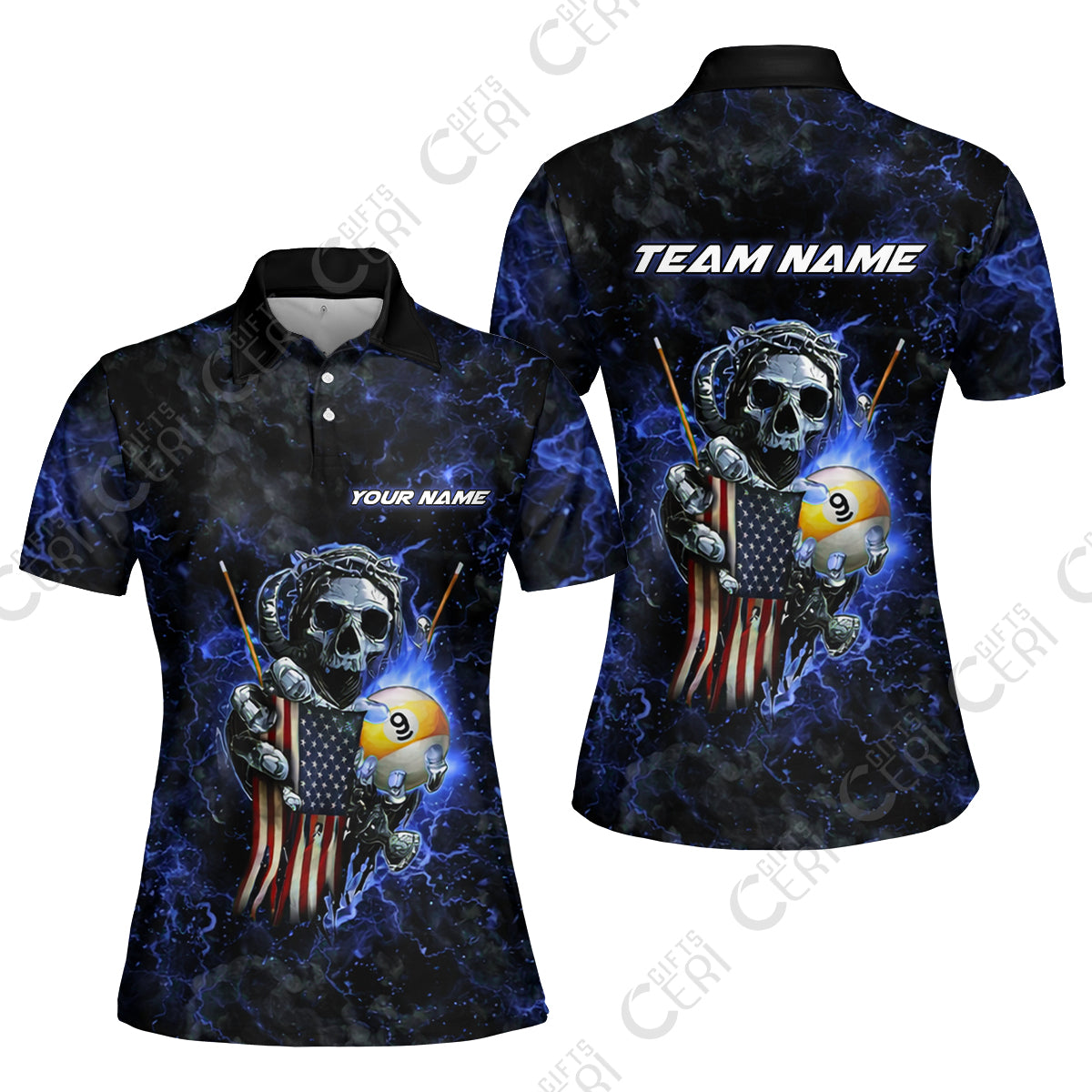 Customized Billiards Women Polo Shirt, Personalized Ghost Break 9 Ball Jersey Gift For Billiard Players