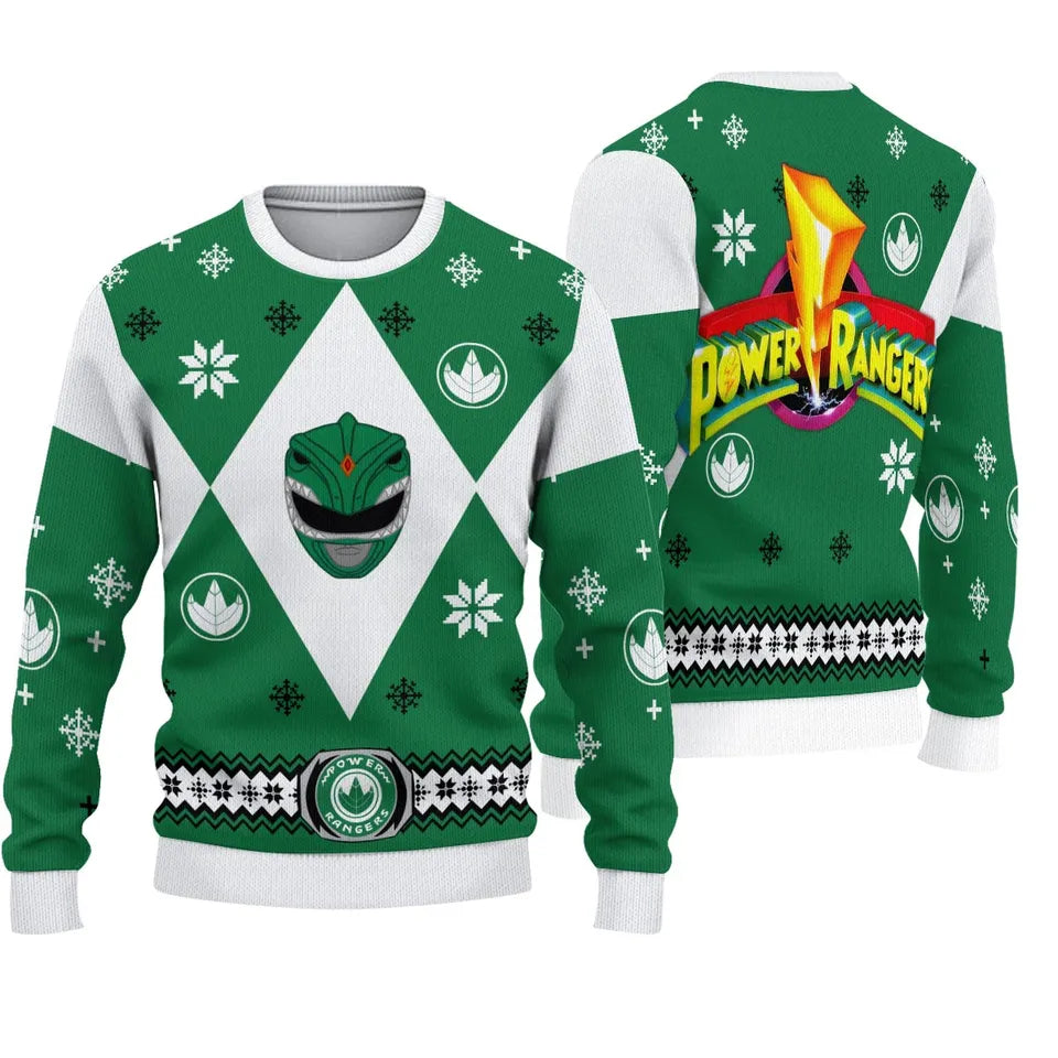 Mighty Morphin Power Rangers Green - Costume Ugly Christmas Sweater