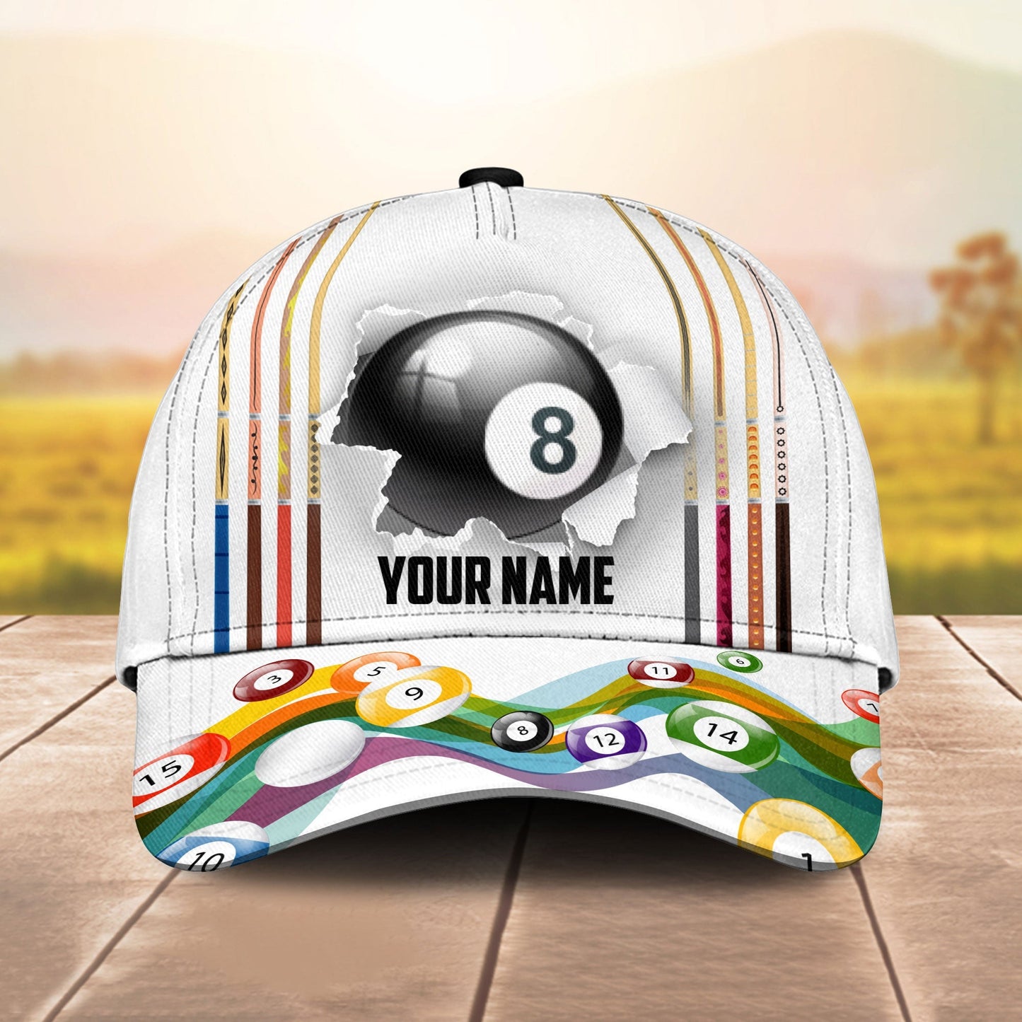 Billiard Lover 8 Ball Printed Classic Hat Cap Gifts For Billiards Lovers