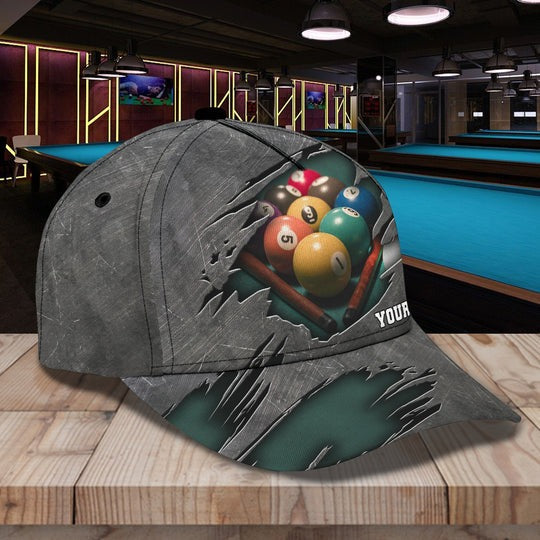 Billiard Lover Personalized Name 3D Over Printed Classic Cap Hat Gifts For Billiards Lovers