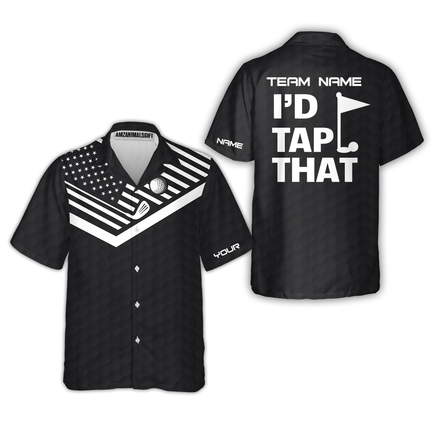 Personalized Golf American Flag Golf Hawaiian Shirt, I'd Tap That Golf Custom Shirt For Golf Players, Gift For Golfers