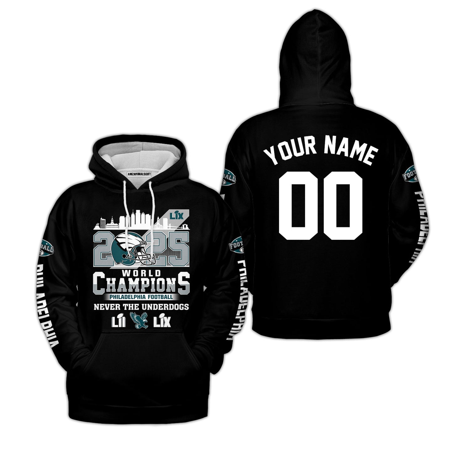 Customized Philadelphia Football LIX 2025 World Champions Baseball Jersey, Super LIX Champions Philadelphia Football Apparel - AOP