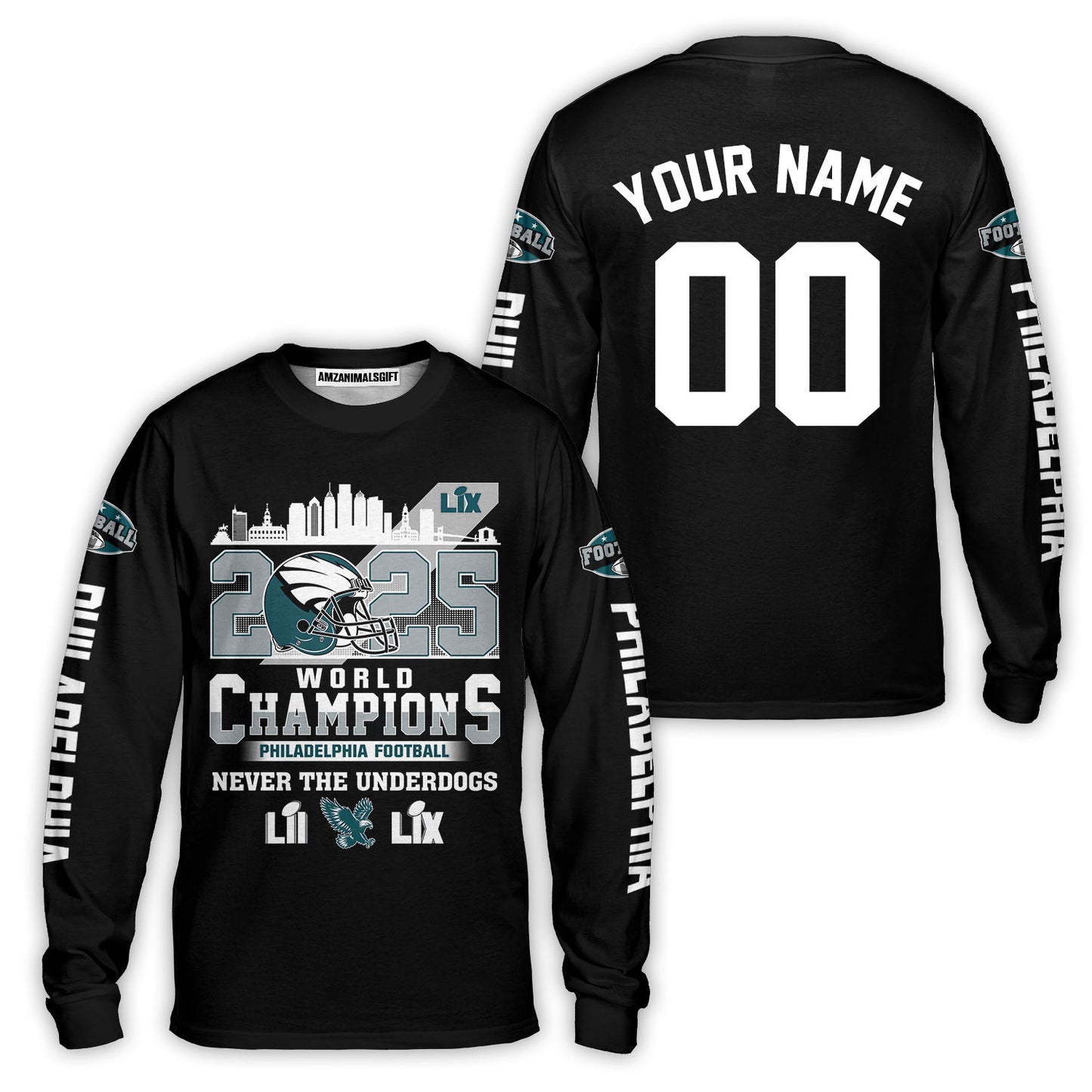 Customized Philadelphia Football LIX 2025 World Champions Baseball Jersey, Super LIX Champions Philadelphia Football Apparel - AOP
