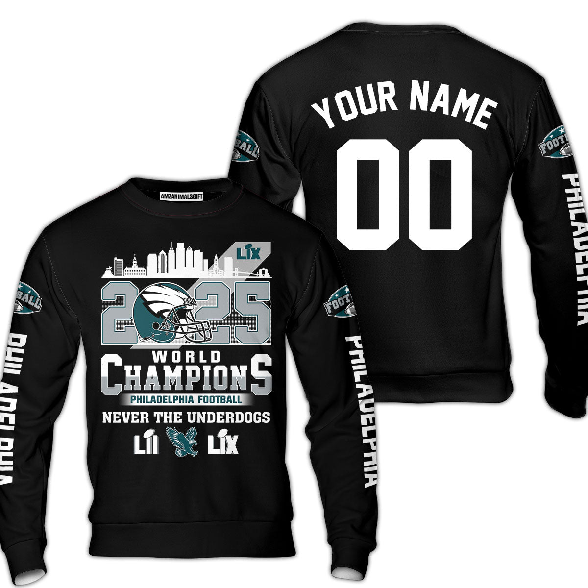 Customized Philadelphia Football LIX 2025 World Champions Baseball Jersey, Super LIX Champions Philadelphia Football Apparel - AOP