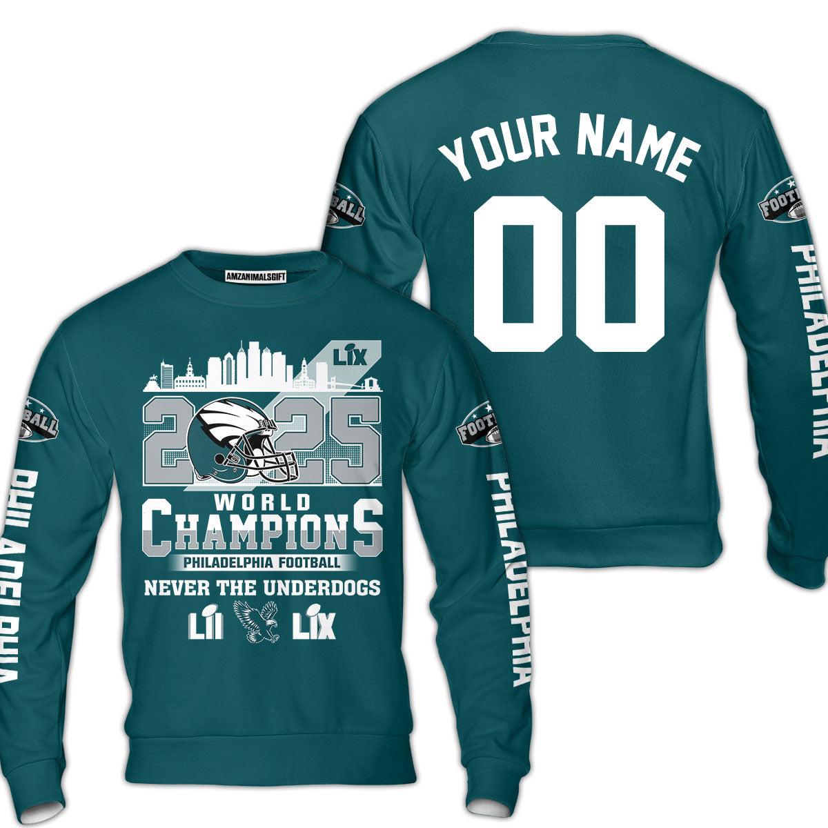 Customized Philadelphia Football LIX 2025 World Champions Baseball Jersey, Super LIX Champions Philadelphia Football Apparel - AOP