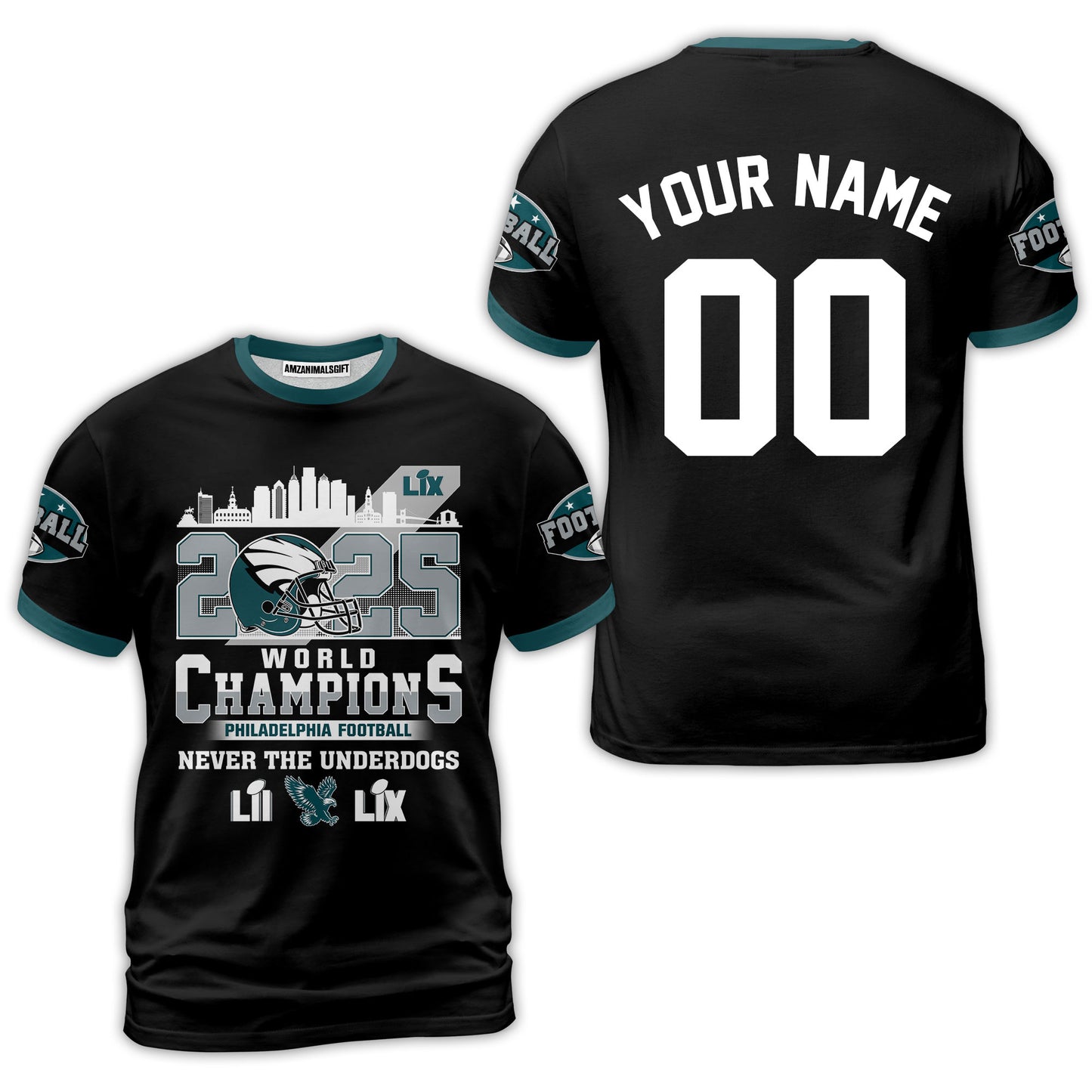 Customized Philadelphia Football LIX 2025 World Champions Baseball Jersey, Super LIX Champions Philadelphia Football Apparel - AOP