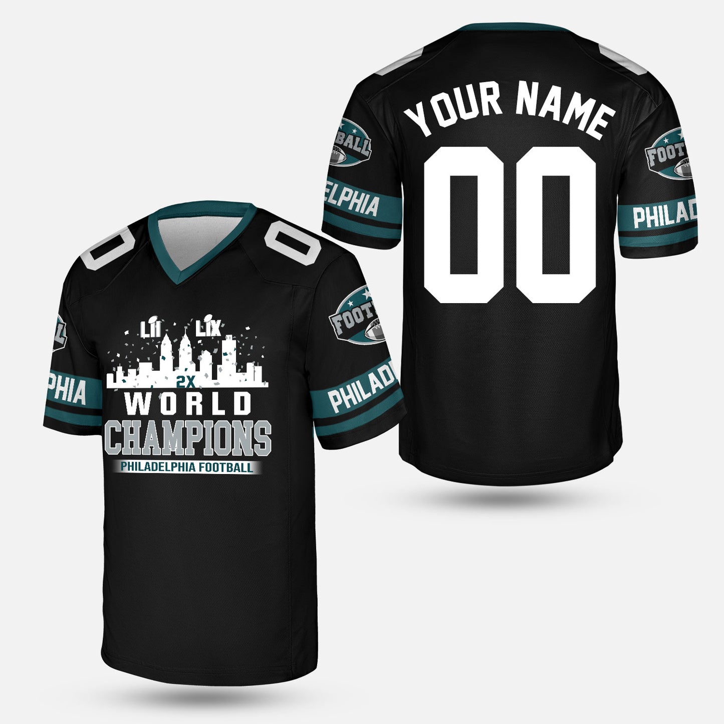 Customized Philadelphia Football Super LIX World Champions Sweatshirt Skyline Congrats, LIX Champions Philadelphia Apparel - AOP