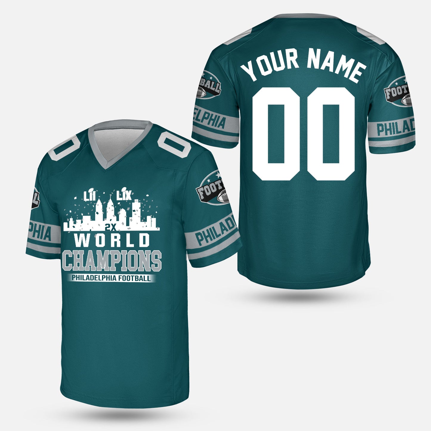 Customized Philadelphia Football Super LIX World Champions Sweatshirt Skyline Congrats, LIX Champions Philadelphia Apparel - AOP