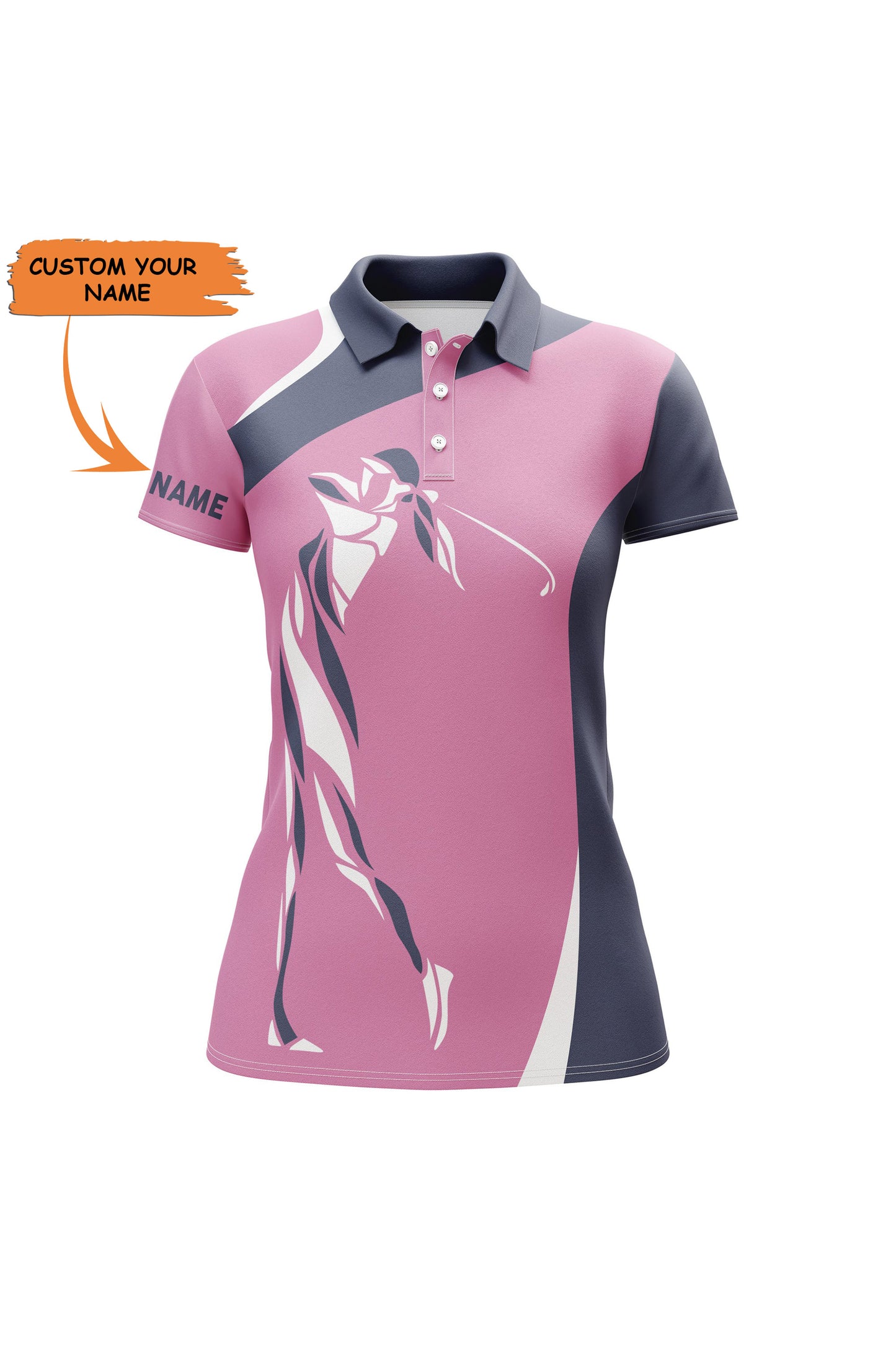 Pink Womens Golf Polo Shirt Custom Name Golf Gifts For Women, Personalized Unique Golf Gifts