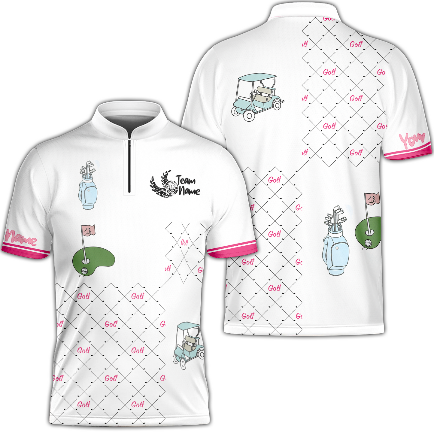Ready For A Golf Day Golf Short Sleeve Women Polo Shirt, White And Pink Golf Shirt For Ladies - Gift For Golfer