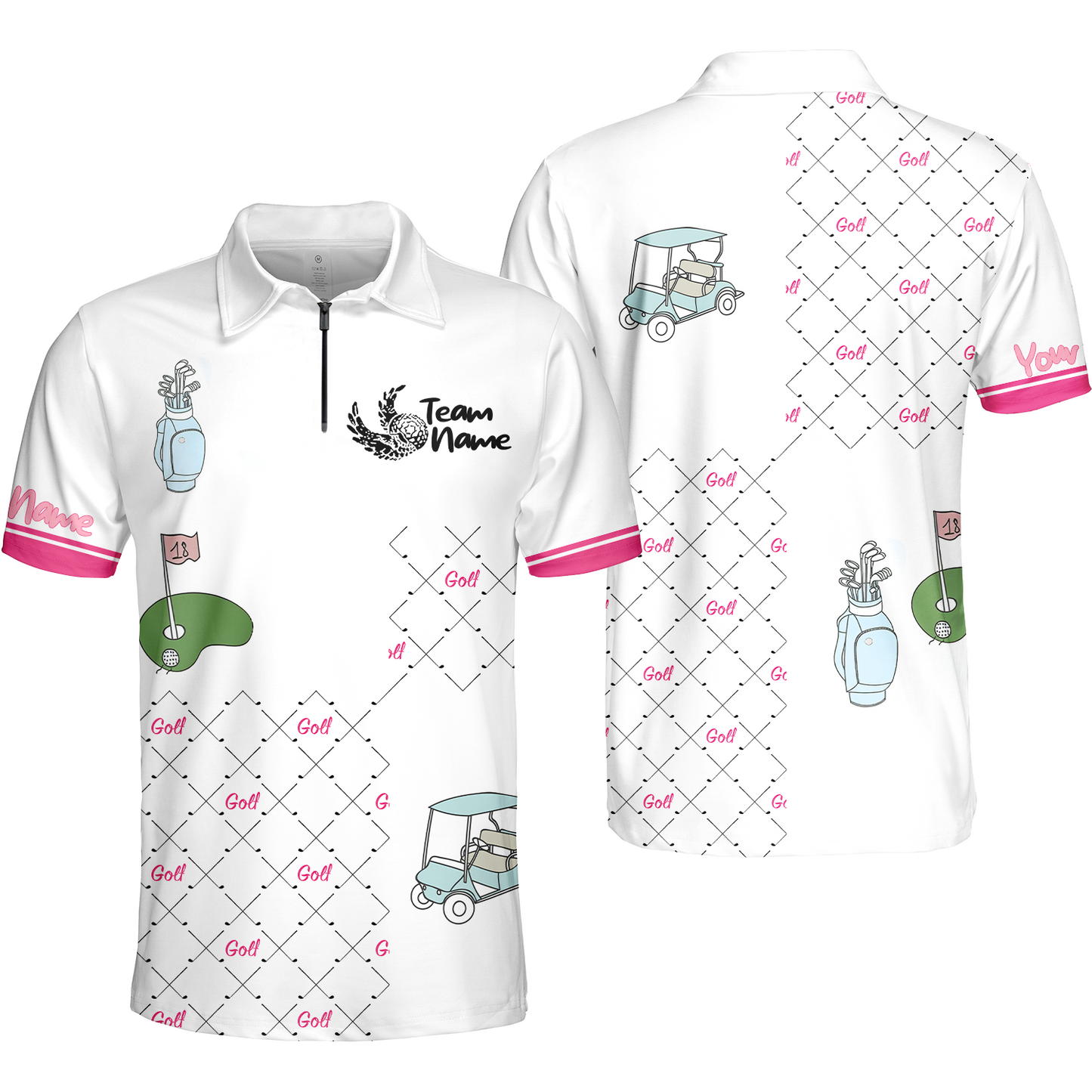 Ready For A Golf Day Golf Short Sleeve Women Polo Shirt, White And Pink Golf Shirt For Ladies - Gift For Golfer