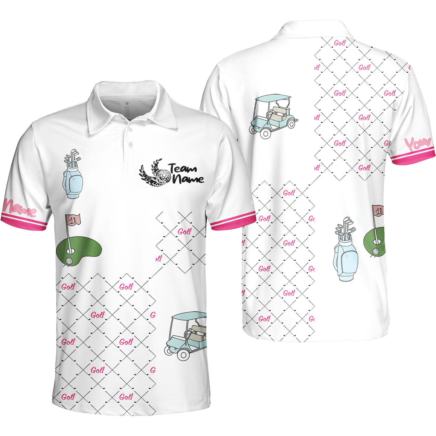 Ready For A Golf Day Golf Short Sleeve Women Polo Shirt, White And Pink Golf Shirt For Ladies - Gift For Golfer