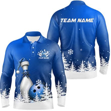 Snowflake Custom Christmas Bowling Team Polo Shirt, Christmas Bowling uniforms - Bowling Shirts Personalized Name And Team Name