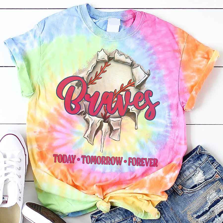 Spiral Atlanta Baseball Tie Dye T shirts - Tie-Dye Tee, Spiral Apparel For Braves Baseball Fans