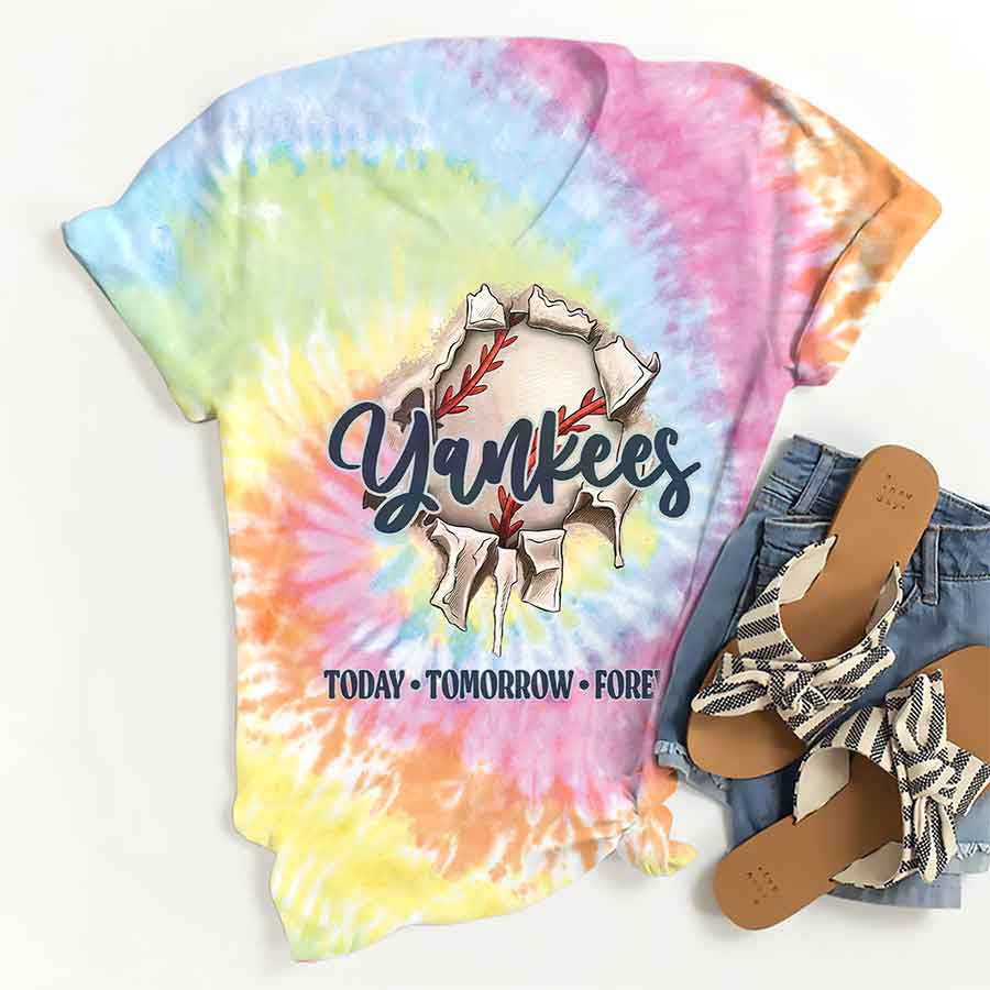 Spiral New York Baseball Tie Dye T shirts - Tie-Dye Tee, Spiral Apparel For Yankees Baseball Fans