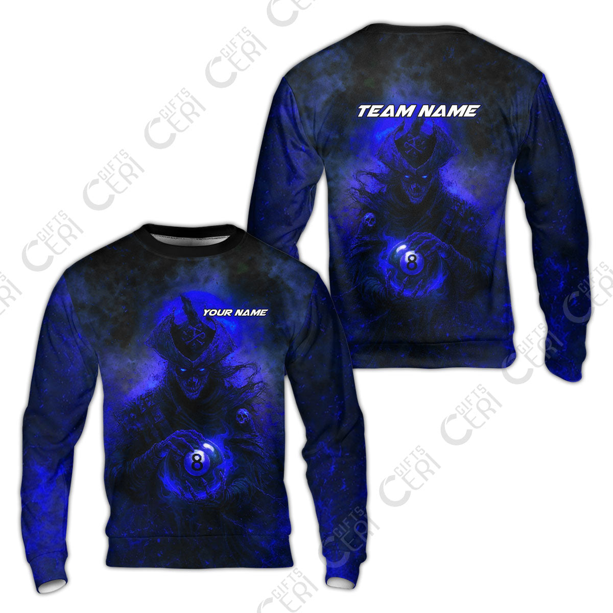 Customized Billiards Sweatshirt, Personalized Ghost Captains 8 Ball Jersey Gift For Billiard Players