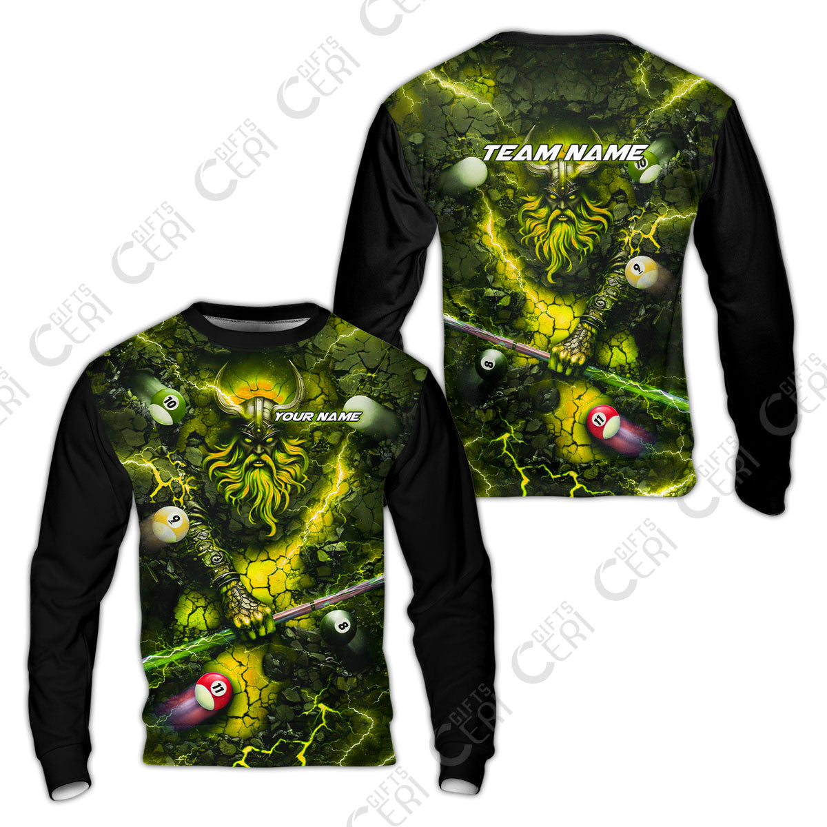Customized Billiards Sweatshirt, Personalized Thunder Viking Billiards Jersey Gift For Billiard Players