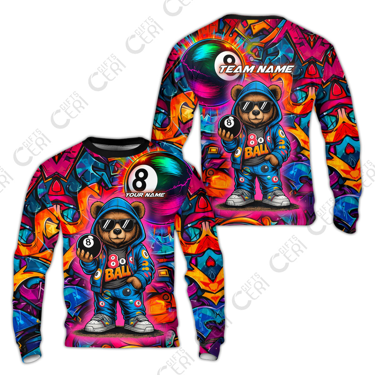 Customized 8 Ball Pool Sweatshirt, Billiard 8-Ball Street Legend, Billiards Jerseys